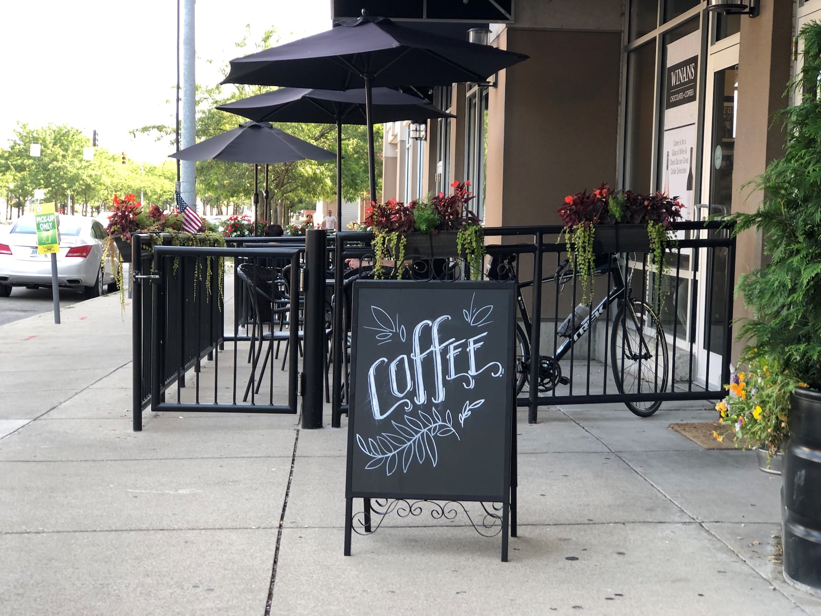 The patio of Winans Chocolates + Coffees in downtown Dayton. CORNELIUS FROLIK / STAFF