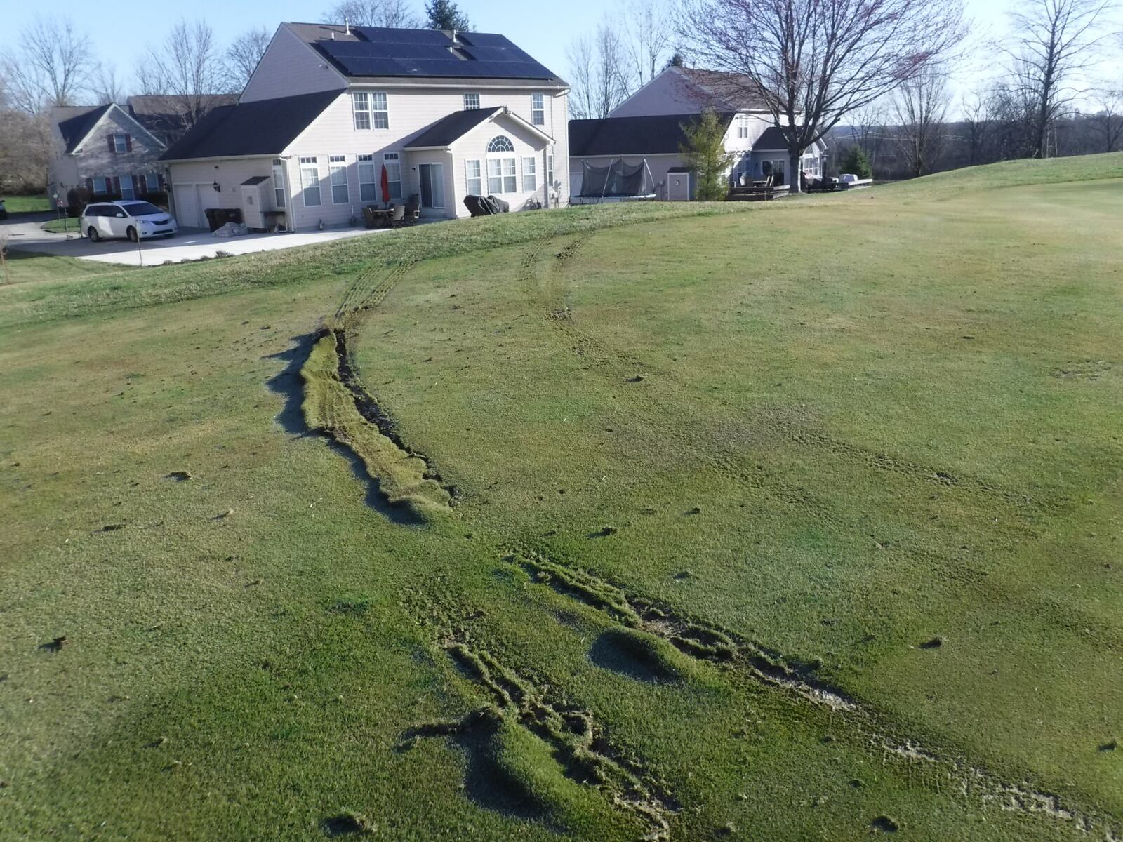 Suspects drove up over the Beavercreek Golf Course late Monday night to dump hazardous chemicals on the fairway. CONTRIBUTED