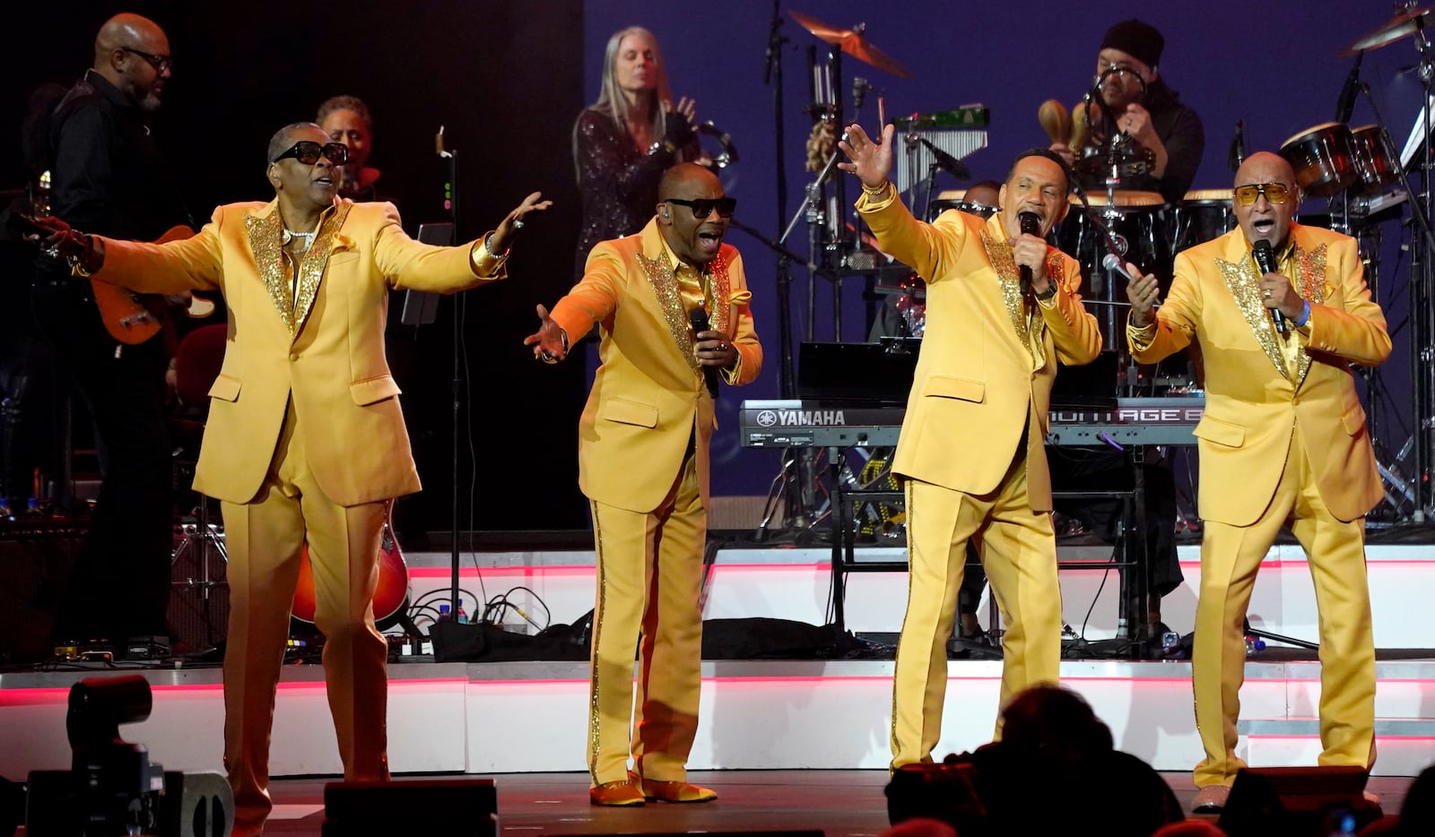 Roquel Payton, Harold Bonhart, Ronnie McNeir, and Abdul Fakir of The Four Tops perform at MusiCares Person of the Year honoring Berry Gordy and Smokey Robinson at the Los Angeles Convention Center on Friday, Feb. 3, 2023. The group will perform Friday, July 28 at the Rose. (AP Photo/Chris Pizzello)