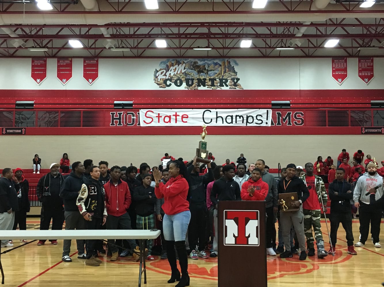 PHOTOS: Trotwood parents and fans welcome home football state champs at victory celebration