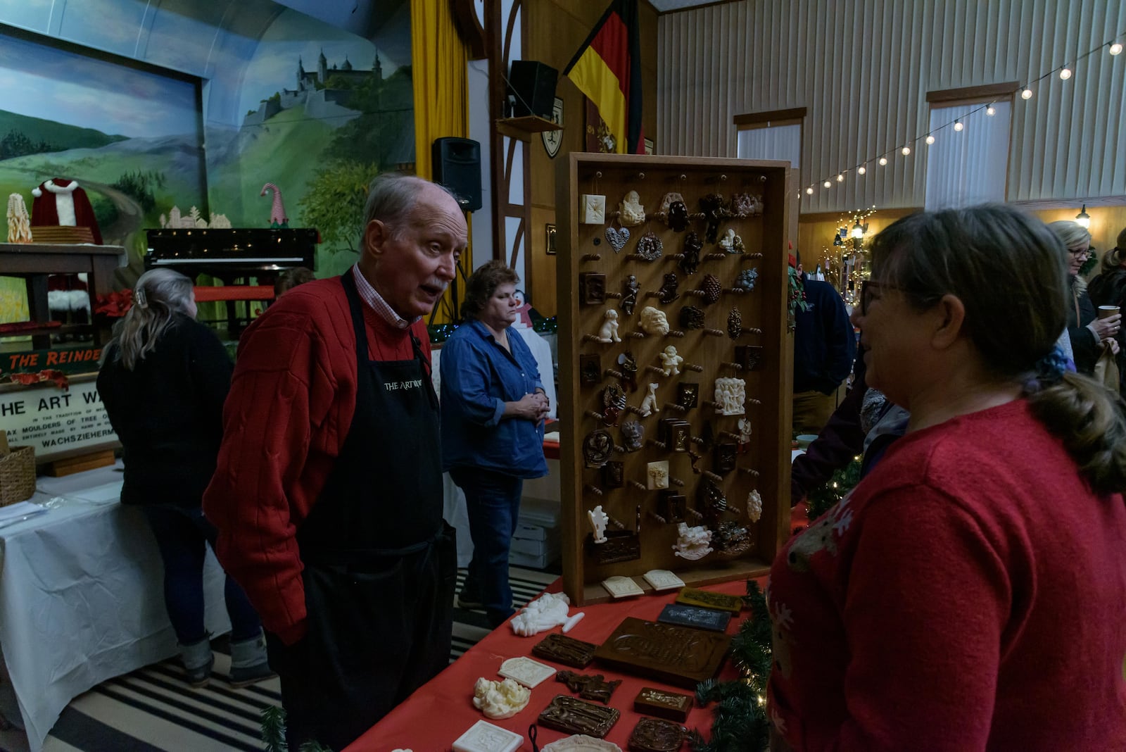  Christkindlmarkt at Dayton Liederkranz-Turner on Saturday and Sunday, Dec. 10 and 11, continues a centuries old German tradition with its annual holiday market with vendors selling handcrafted items, beers steins, jewelry, antiques, food and more. TOM GILLIAM / CONTRIBUTING PHOTOGRAPHER