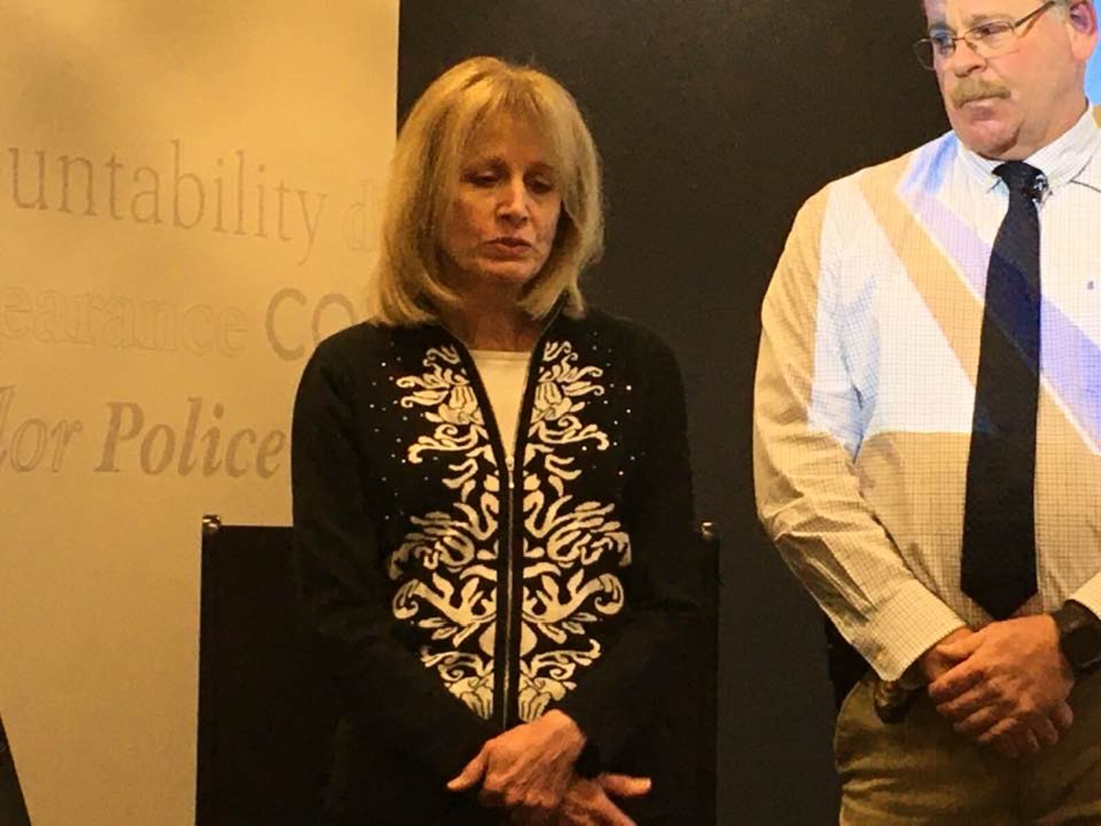 Alex Enslen has been missing from West Chester Twp. since Jan. 31. His mother, Jennifer, urged anyone with information to all police during a press conference Tuesday with Lt. David Tivin. Lauren Pack/STAFF