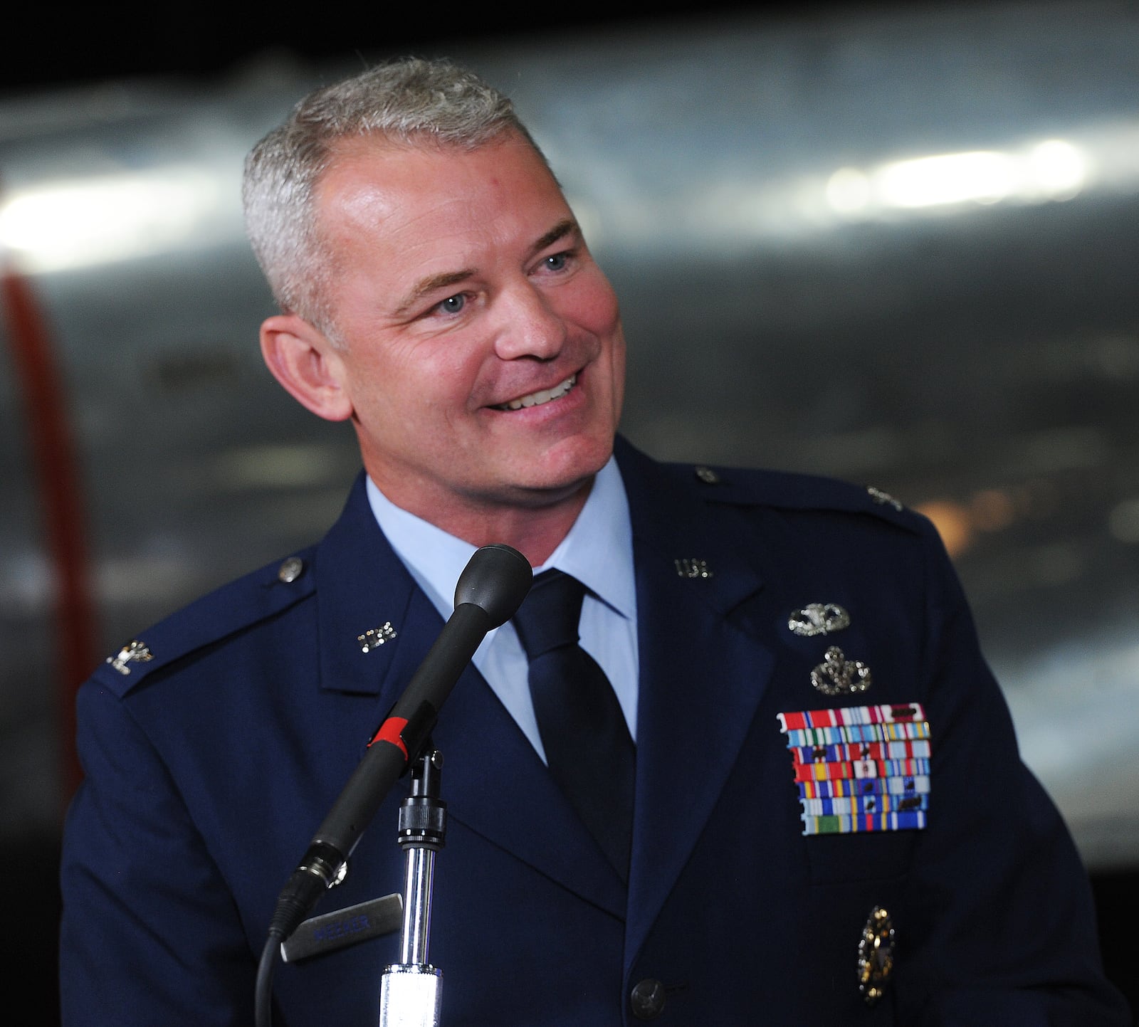 Colonel Chris Meeker, assumed command of the 88th Air Base Wing, during a Change of Command Ceremony at the National Museum of the United States Air Force, Thursday July 7, 2022.  MARSHALL GORBY\STAFF