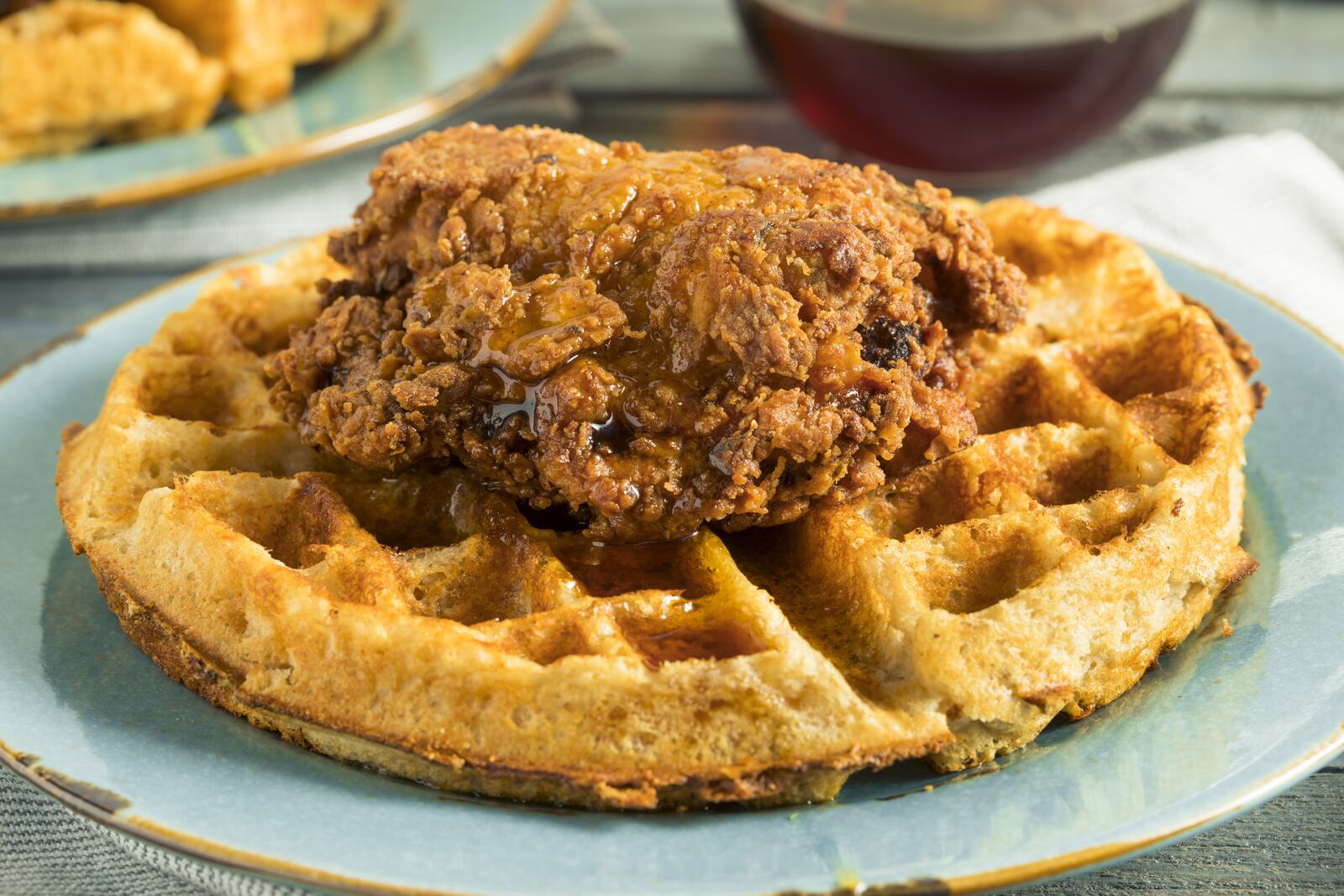 Chicken and Waffles similar to the dish pictured will be served at The Sundress & Mimosa Day Party planned for Third Perk Coffeehouse and Wine Bar Saturday, July 6.