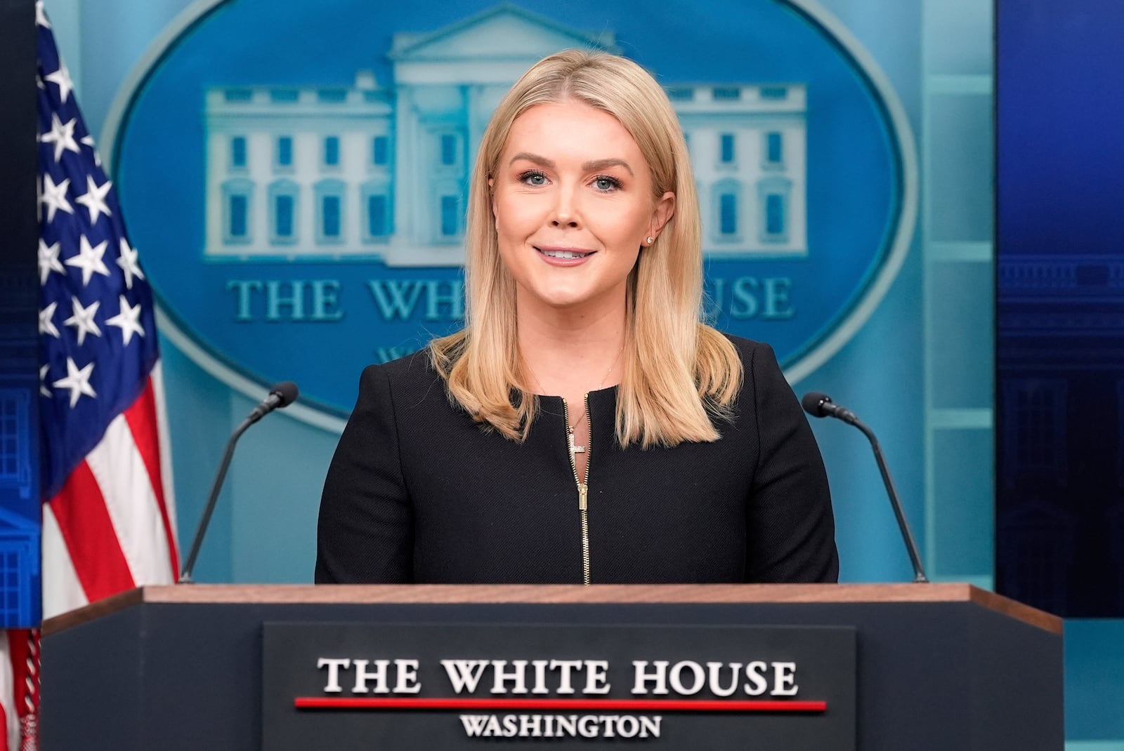 White House press secretary Karoline Leavitt speaks with reporters in the James Brady Press Briefing Room at the White House, Wednesday, March 5, 2025, in Washington. (AP Photo/Alex Brandon)