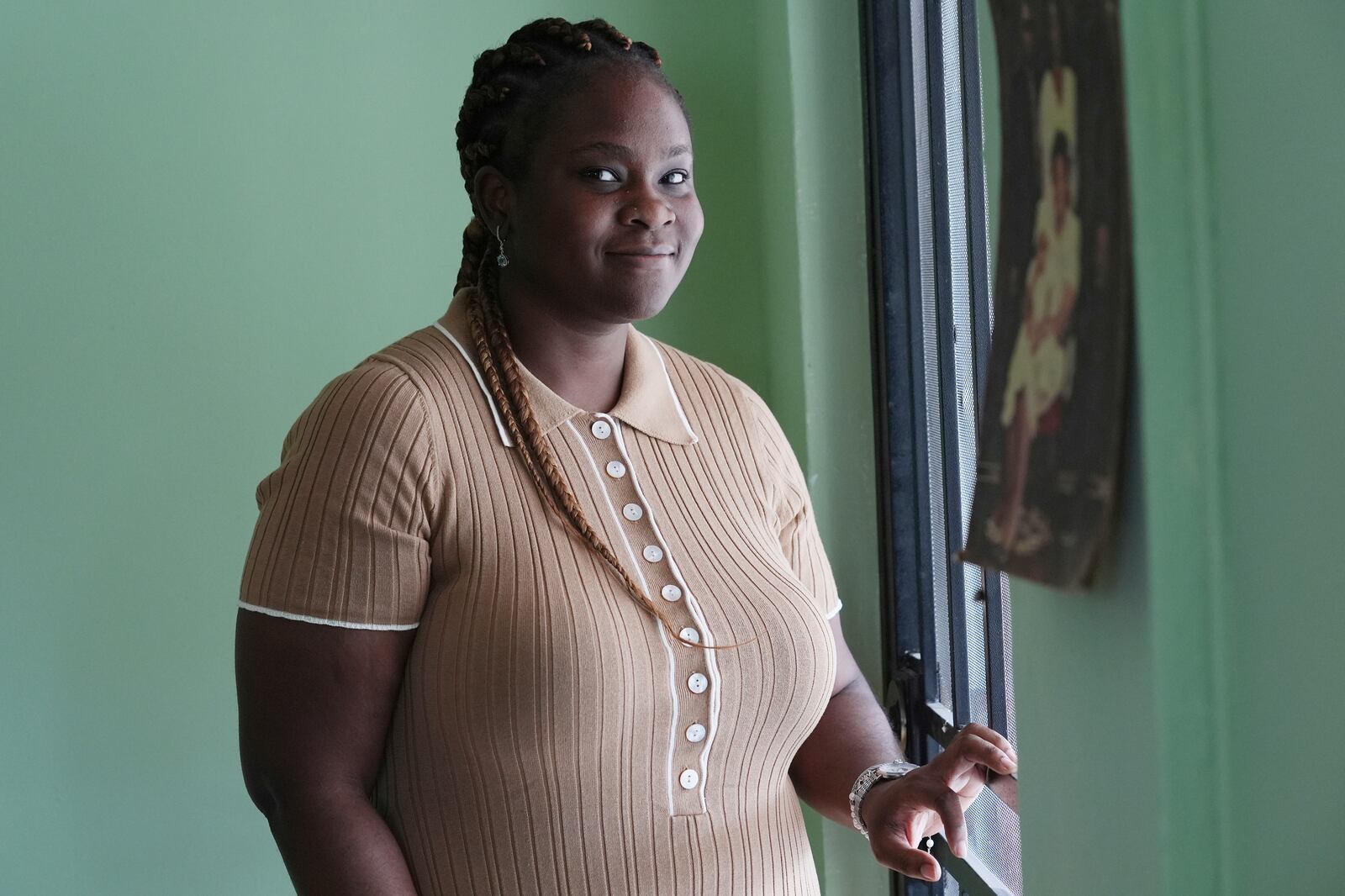 Rivly Breus stands at the Erzule Paul Foundation, Thursday, Jan. 23, 2025, in North Miami, Fla. (AP Photo/Marta Lavandier)