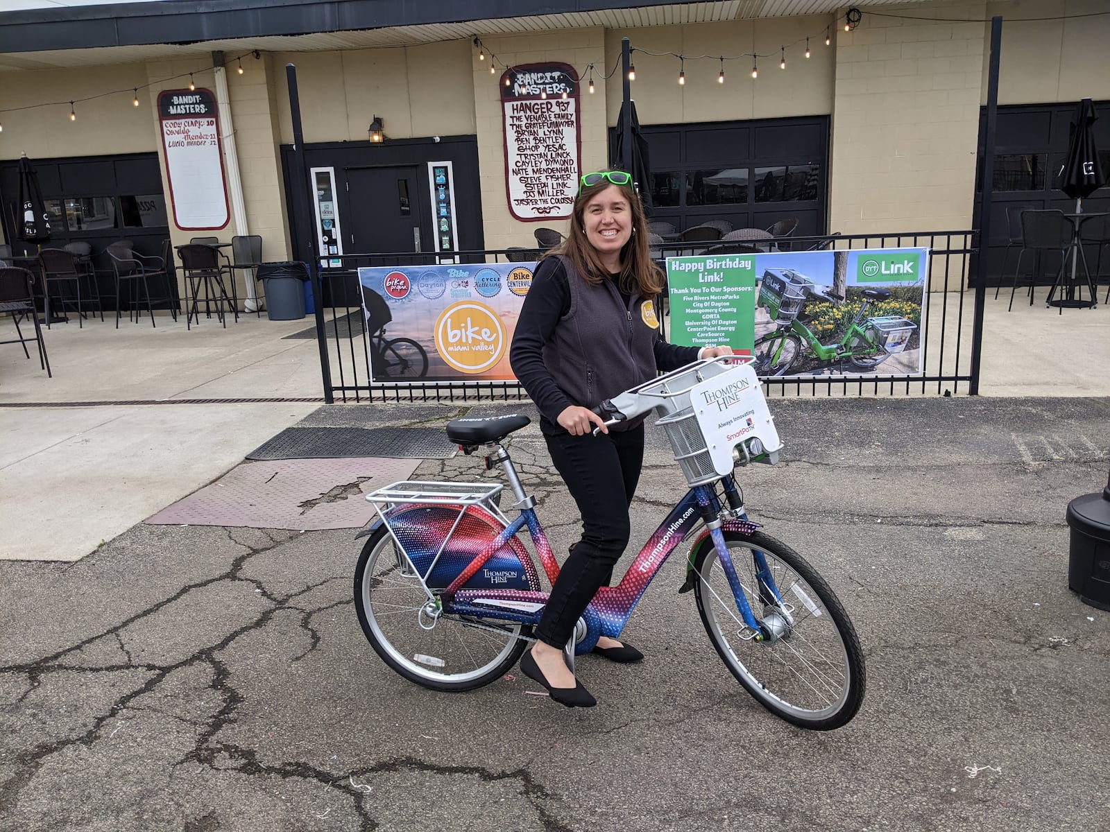 Bike Miami Valley’s Link: Dayton Bike Share program kicked off Bike Month with a new addition to its fleet with one of the eight bikes sponsored by Thompson Hine sporting a custom design – Contributed Bike Miami Valley