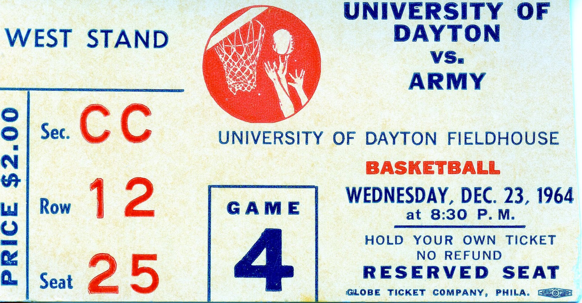 Dayton Flyers ticket stubs