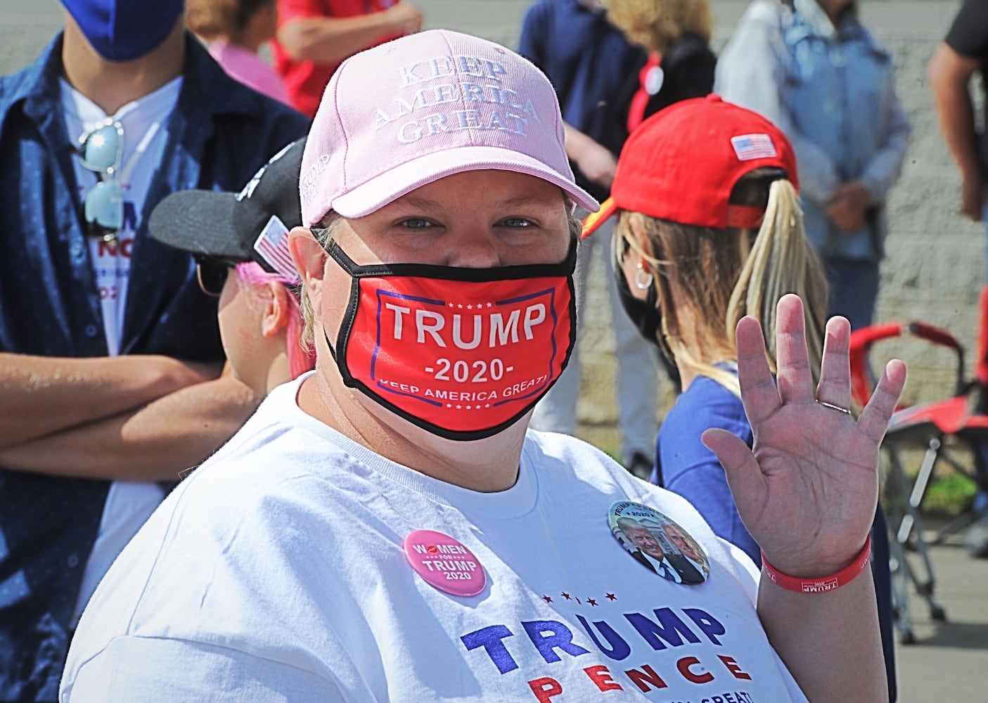 Trump Supporters gather outside Dayton International Airport Monday