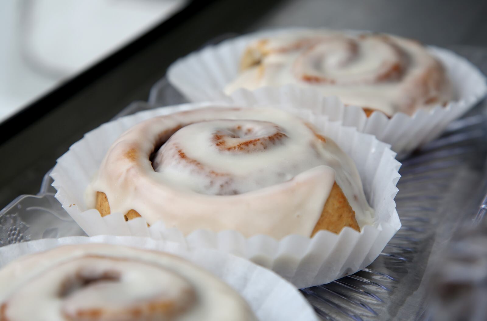 Gluten-free and vegan cinnamon rolls from Purely Sweet Bakery.  The specialty bakery makes gluten-free, vegan, paleo and keto baked goods and products. LISA POWELL / STAFF