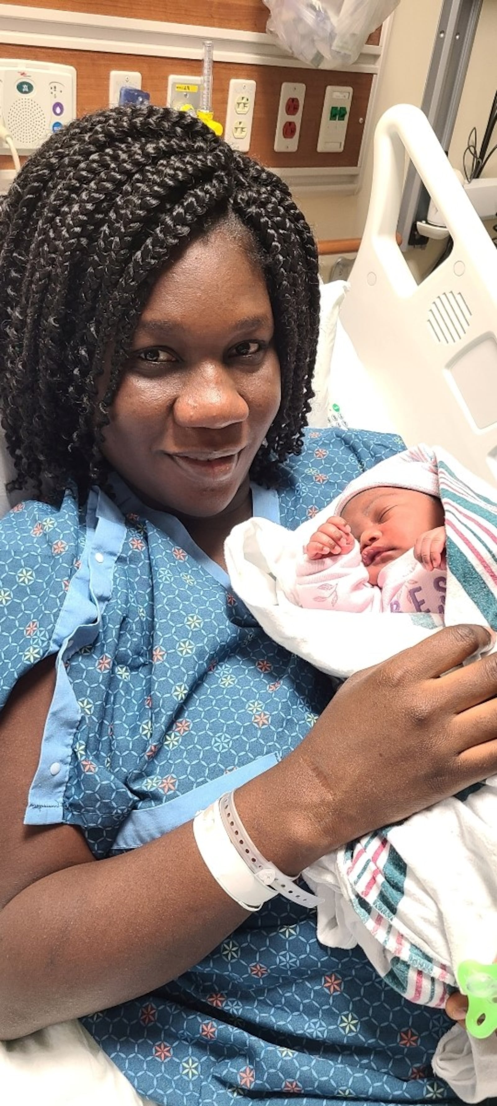 Elda Felix with her newborn daughter, Riley Shaida Hadassah Nouasi, who was born at 2:53 a.m. on Jan. 1, 2023. Riley was the first baby born in the new year at Mercy Heath – Springfield Regional Medical Center. CONTRIBUTED