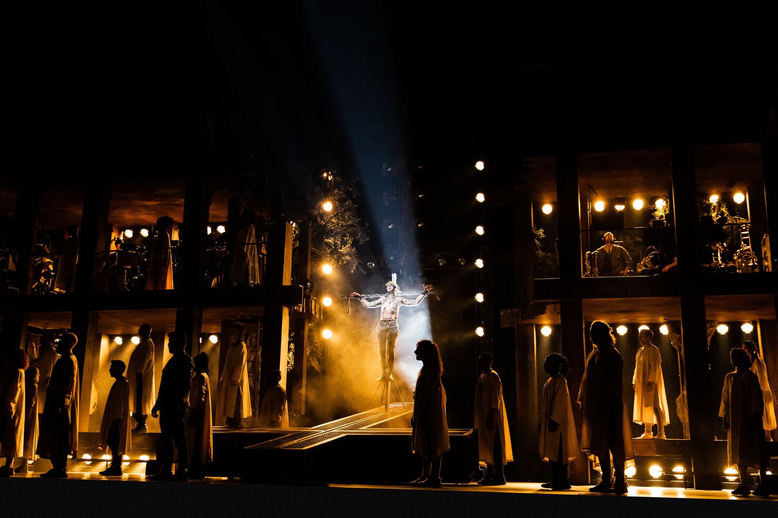 Aaron LaVigne (Jesus) and the company of the North American Tour of JESUS CHRIST SUPERSTAR. Photo by Matthew Murphy.