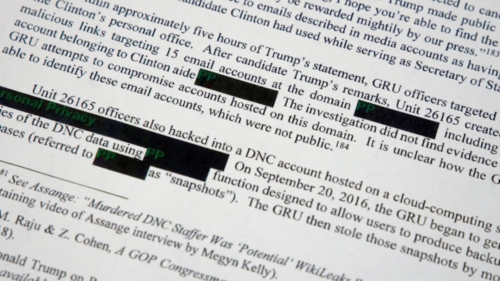 Special counsel Robert Mueller's redacted report on the investigation into Russian interference in the 2016 presidential election is photographed Thursday, April 18, 2019, in Washington. 