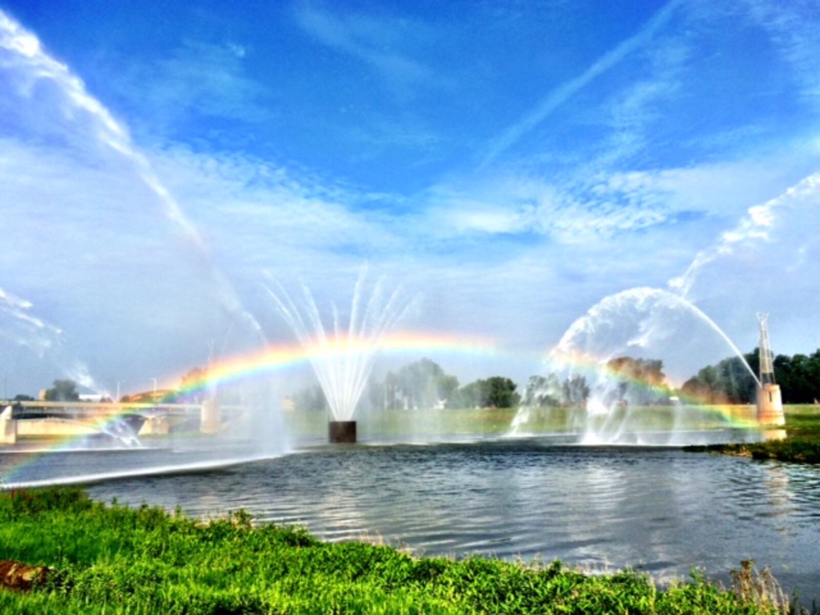 Lee Wolf of Dayton took this photo near RiverScape MetroPark in downtown Dayton. He said, "We were hiking along the river when my wife and I saw this rainbow magic over the fountain." CONTRIBUTED