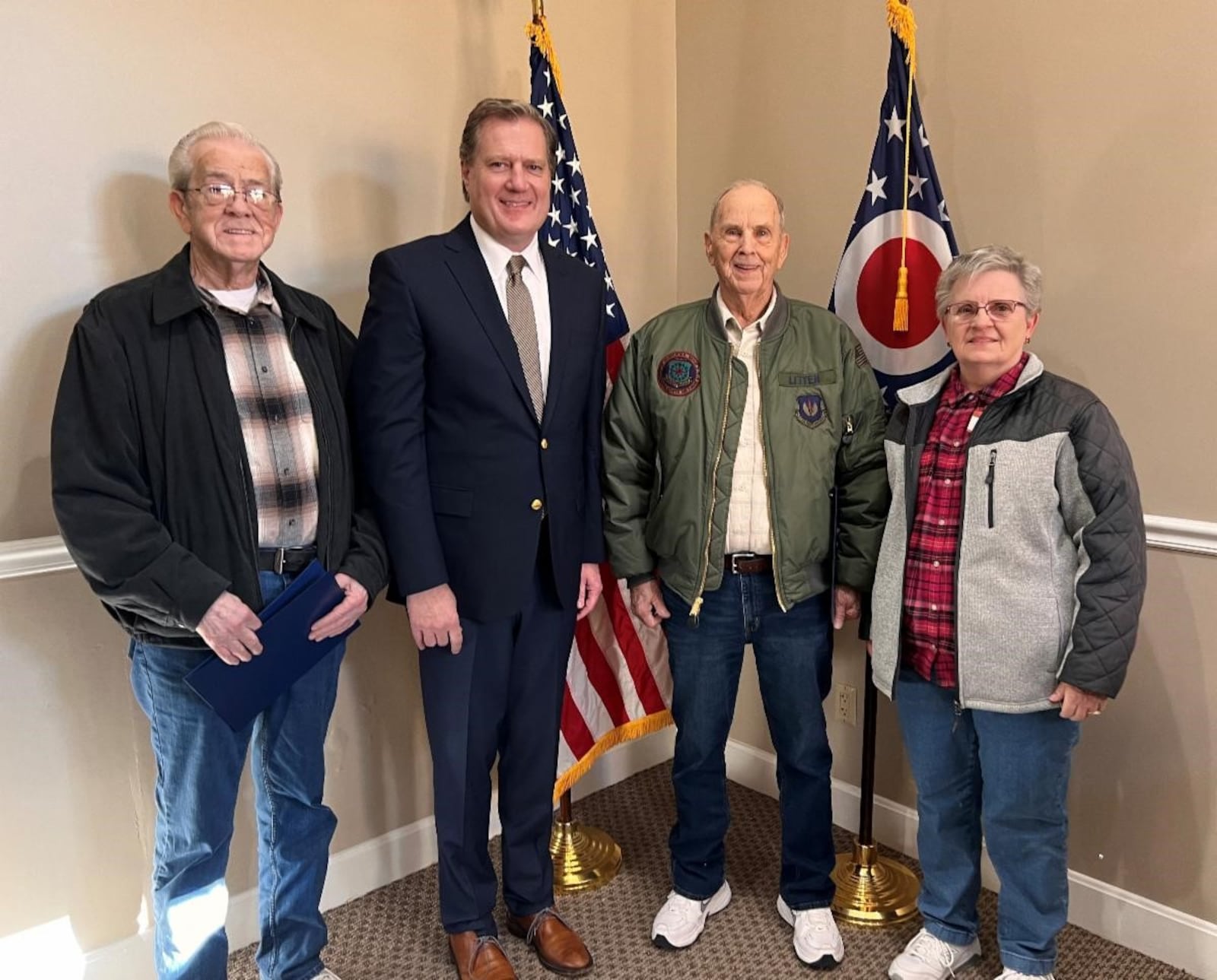 From left to right: Retired Tech. Sgt. Jerry Litten, U.S. Rep. Mike Turner, Retired Tech. Sgt. Larry Litten, Leona Litten. Contributed