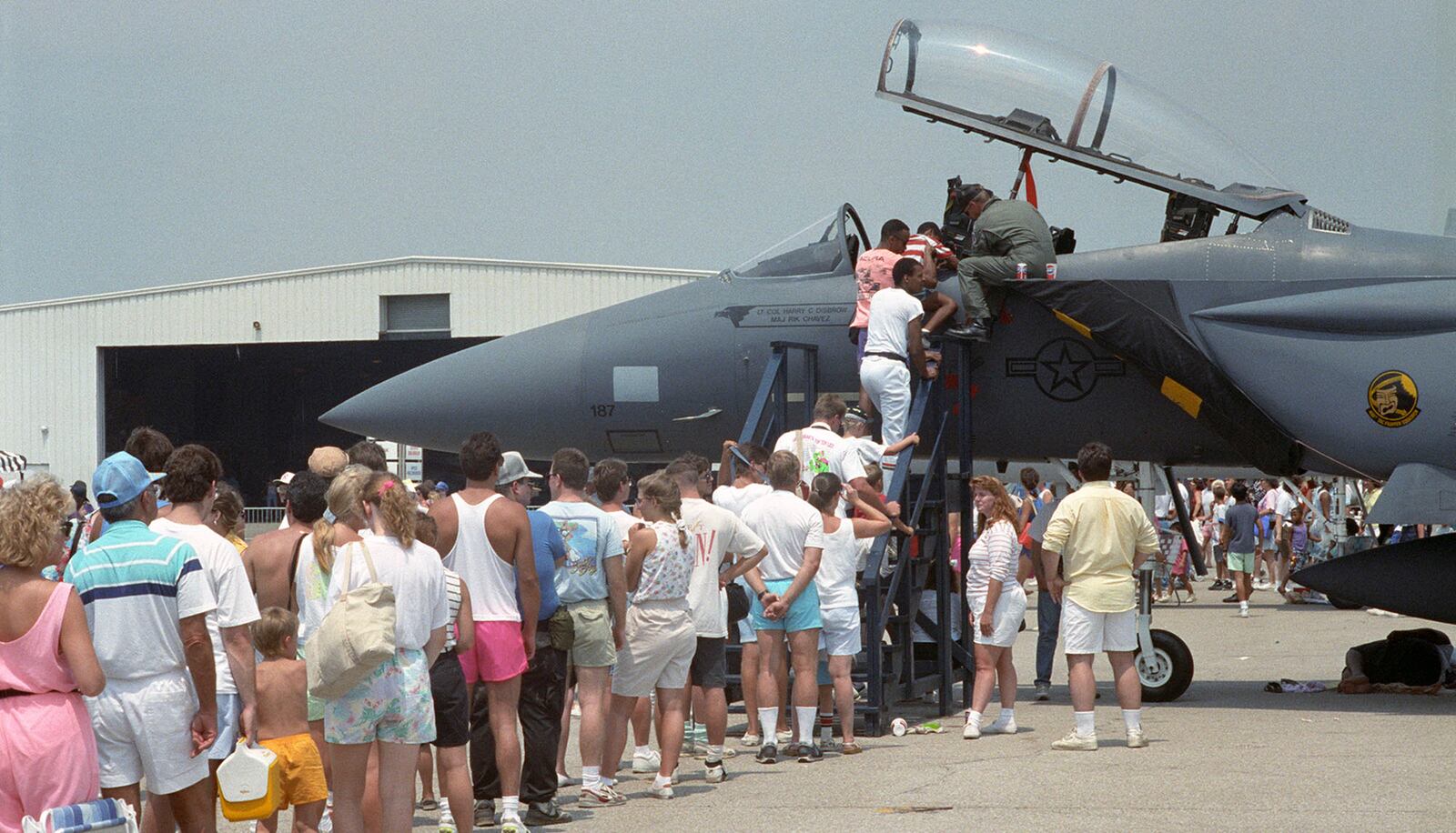 Lines to see the jet cockpits like this F-15E Strike Eagle were long in 1990.