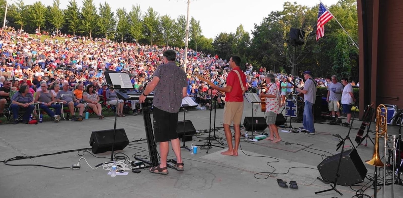 Peter Price joined the Fries Band when another member dropped out and continues to play with them locally as in this performance at the Centerville Amphitheatre. CONTRIBUTED