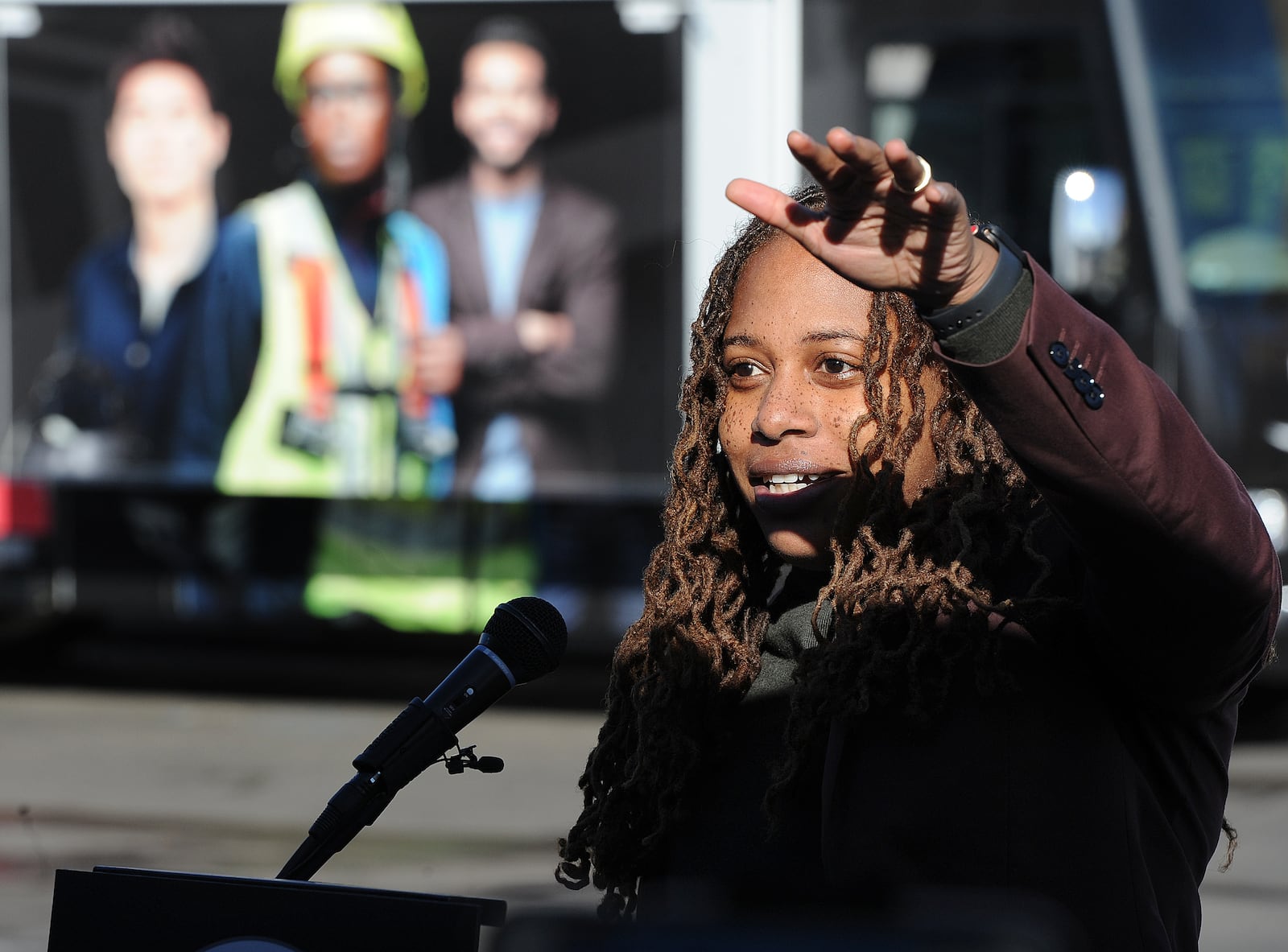 Daj'za Demmings, CEO and President, Dayton Young Black Professionals was a guest speaker at the new Montgomery County Employment Opportunity Center ribbon cutting ceremony Wednesday Oct. 27, 2021. MARSHALL GORBY\STAFF