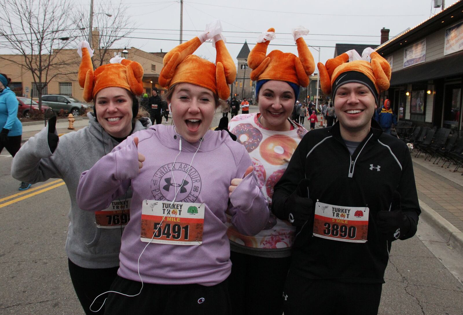 Hundreds ran in the 36th annual Turkey Trot hosted by the Ohio River Road Runners Club and the City of Miamisburg Thursday in Miamisburg. Bob Garlock / Staff