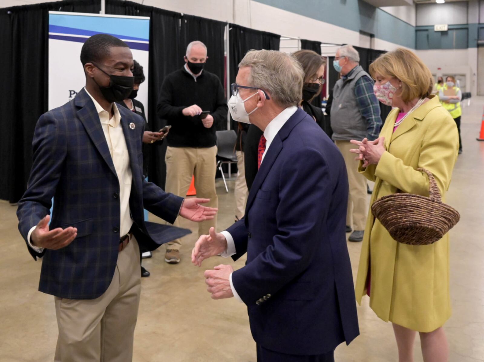 Gov. Mike DeWine visited a coronavirus vaccination clinic at the Dayton Convention Center on Thursday, April 1, 2021. Photo courtesy Gov. Mike DeWine's office.