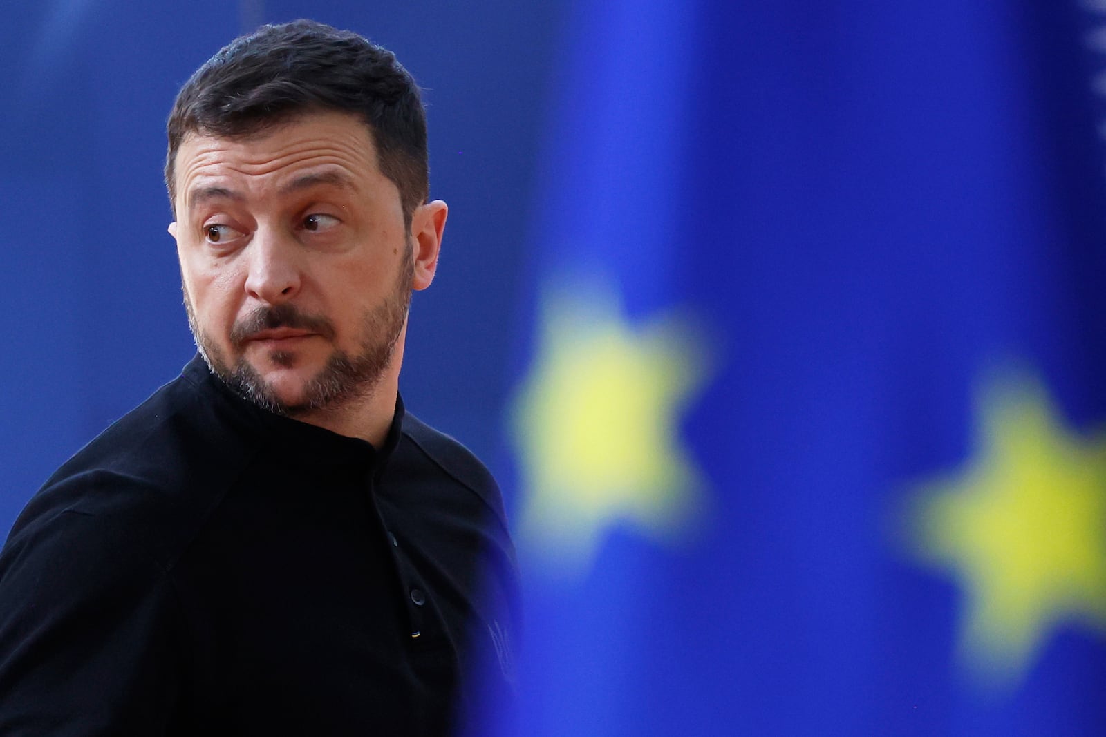 Ukraine's President Volodymyr Zelenskyy arrives for an EU Summit at the European Council building in Brussels, Thursday, March 6, 2025. (AP Photo/Omar Havana)