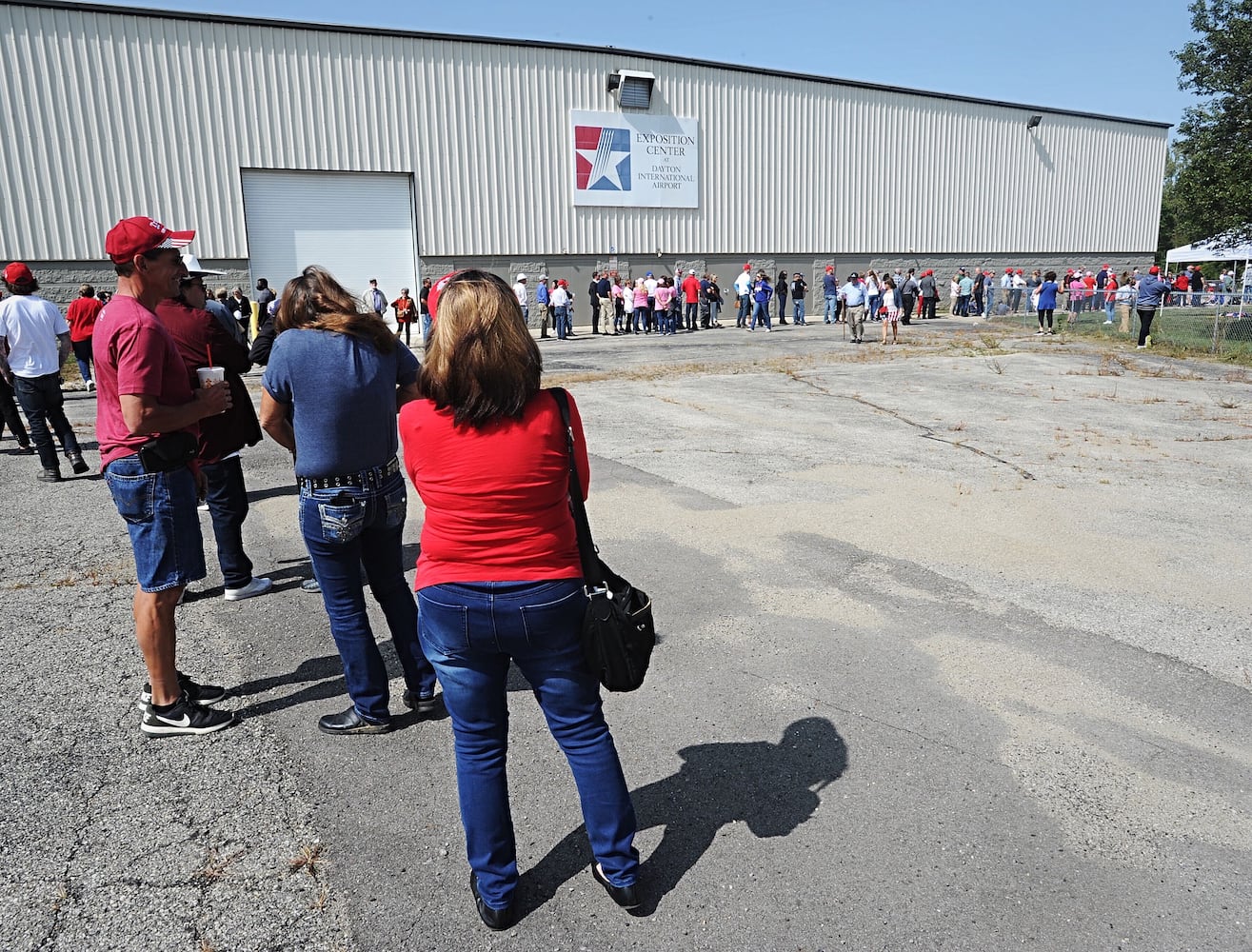 Trump Supporters gather outside Dayton International Airport Monday