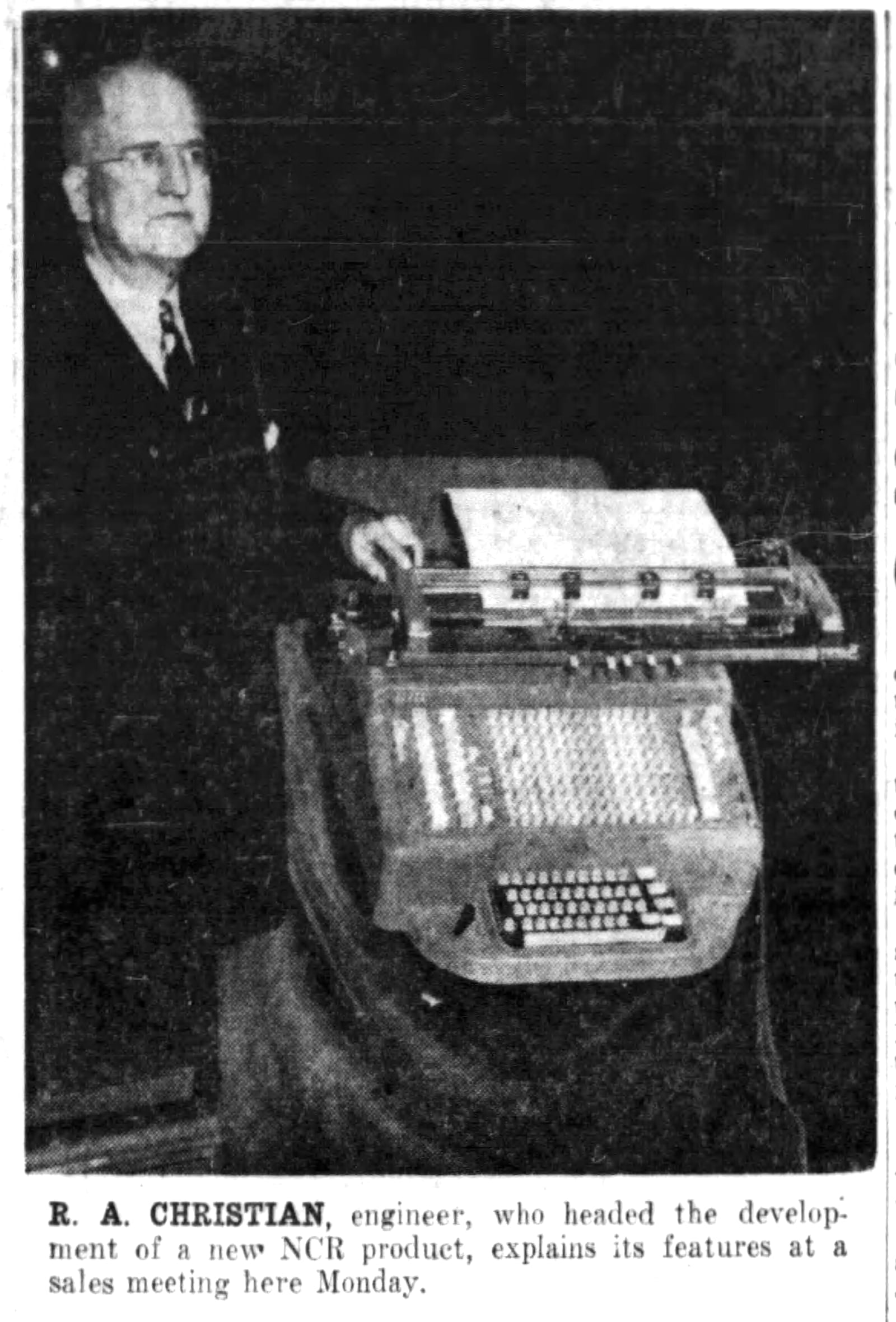 Feb. 13, 1950: Typewriting-Bookkeeping combined in NCR machine. DAYTON DAILY NEWS ARCHIVES