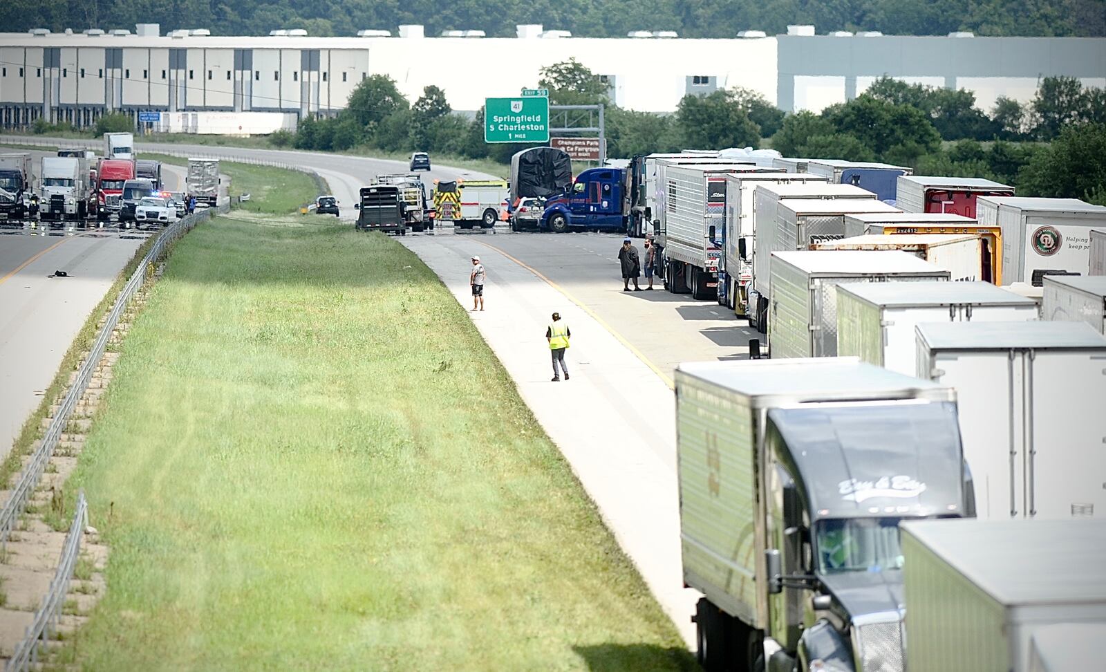 I-70 completely shut down in Clark County near Route 41 due to a helicopter crash and downed powerlines. MARSHALL GORBY/STAFF