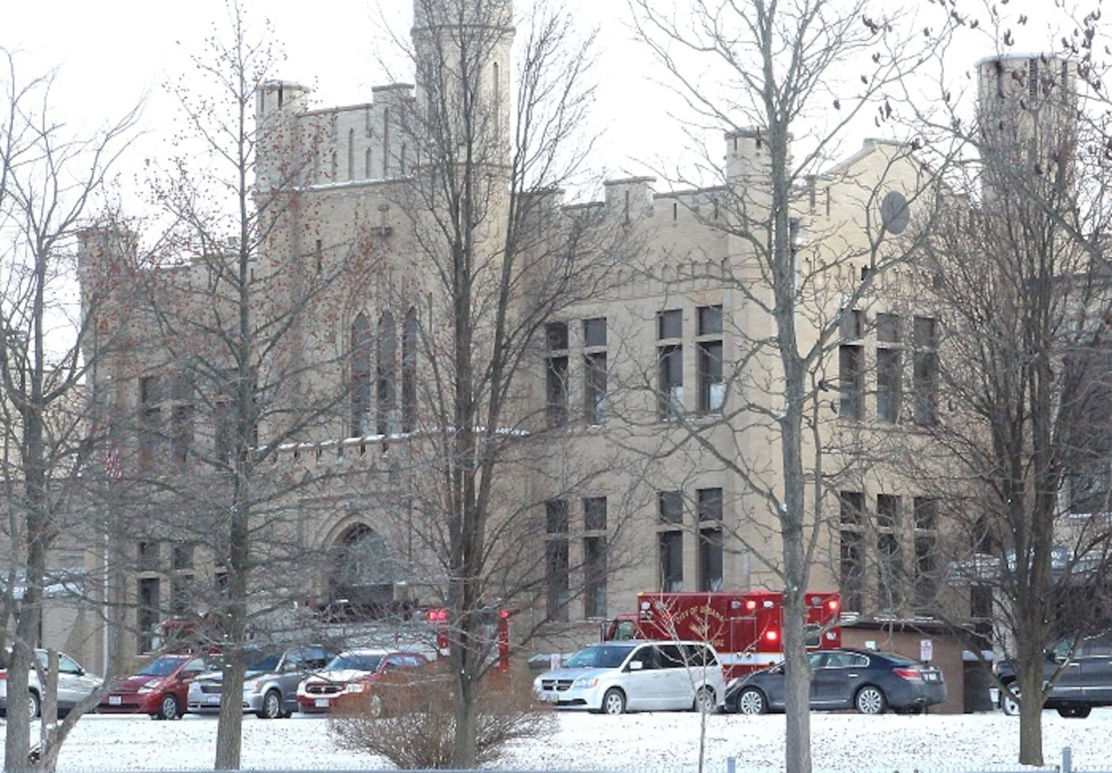 Medics from around Champaign County respond to Urbana High School for carbon monoxide poisoning Friday morning, Jan. 6, 2017. JEFF GUERINI/STAFF