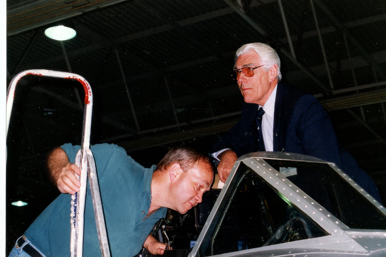 Dan Patterson (L) with his friend and collaborator Ron Dick at the RAF Museum in London, 1999