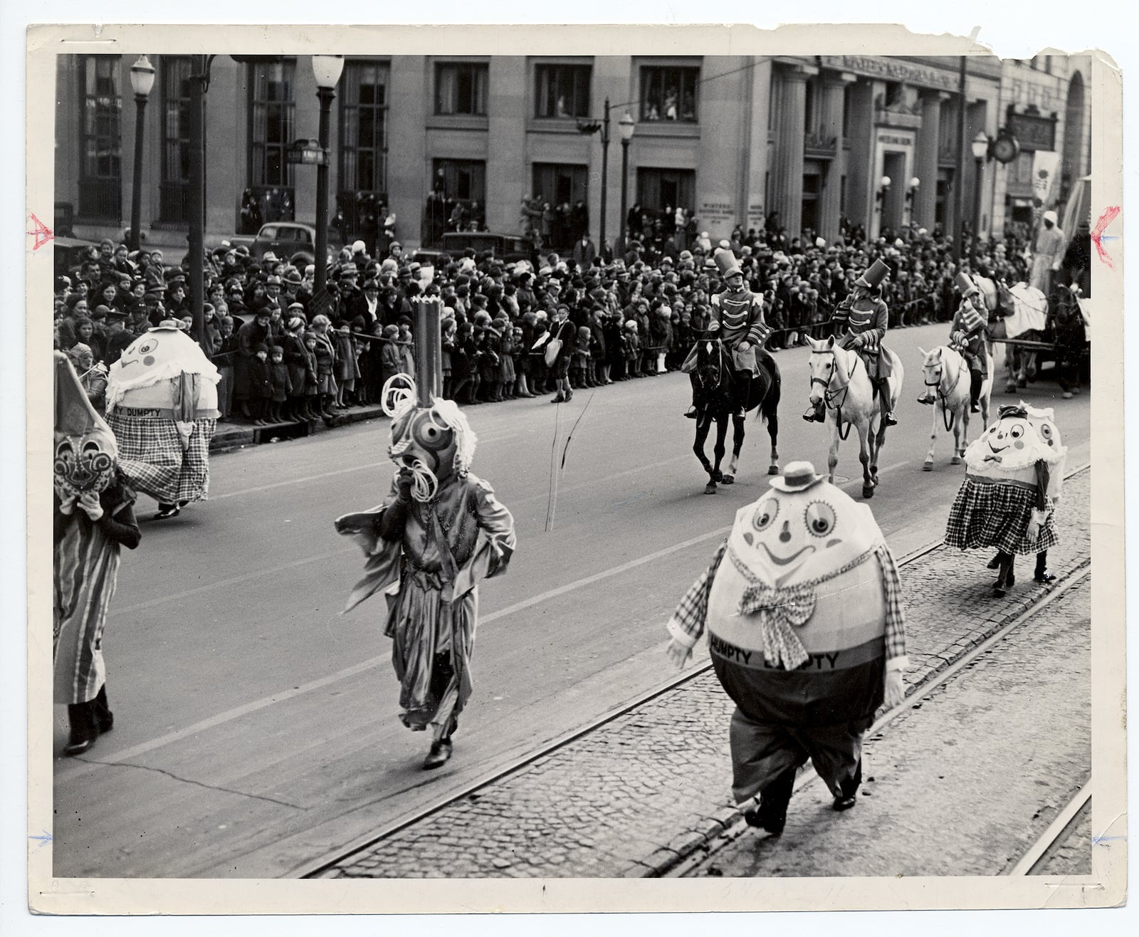 Rike's Humpty Dumpty family is part of the 1935 Rike's Thanksgiving Day Parade in Dayton. PHOTO COURTESY OF THE OHIO HISTORY CONNECTION