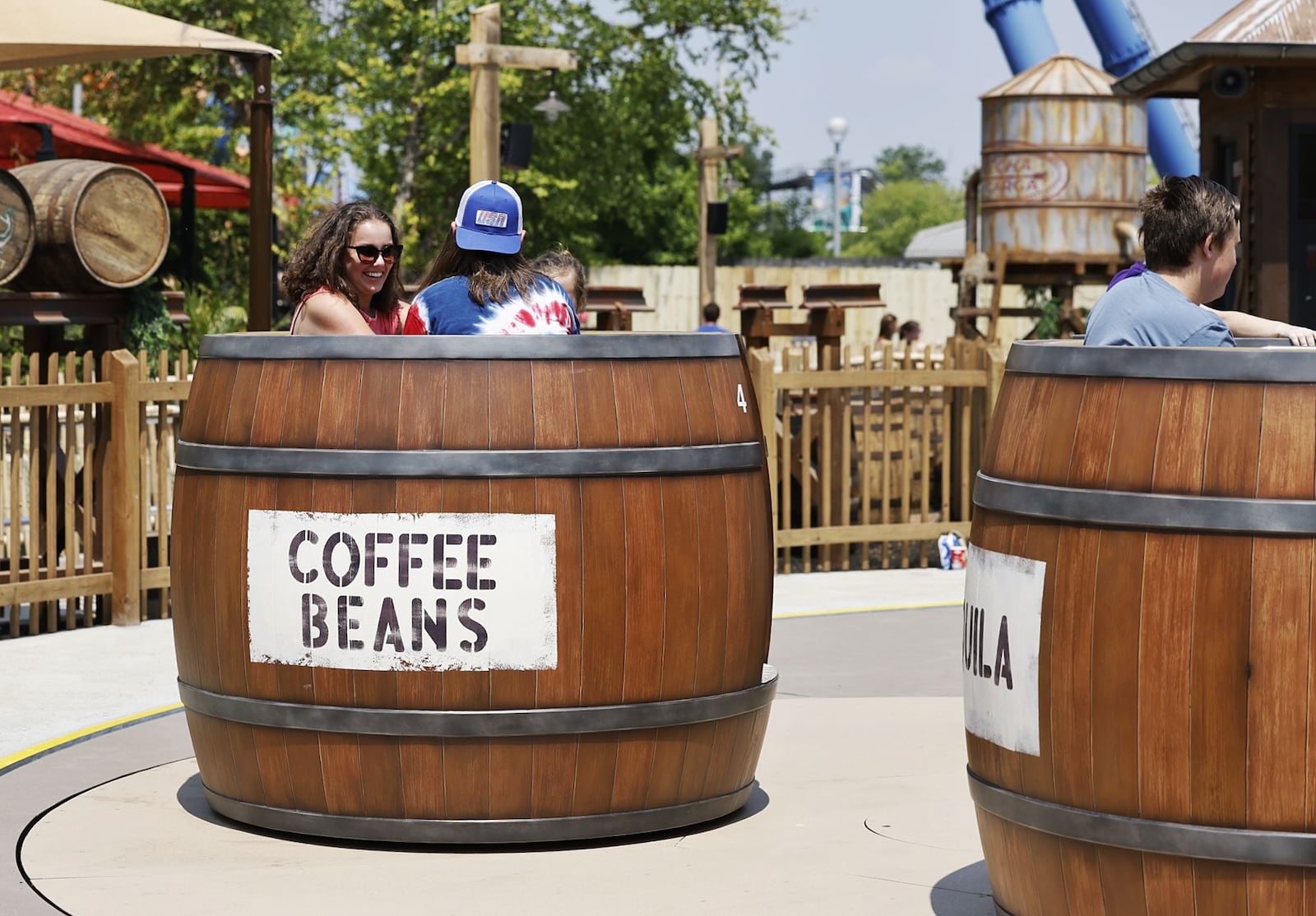 Kings Island visitors got to experience the newest themed area "Adventure Port" before the official opening day Friday, June 9, 2023 in Mason. The area features Enrique's Restaurant and Mercados Patio Bar, Adventure Express coaster and two new rides, Sol Spin and Cargo Loco. NICK GRAHAM/STAFF