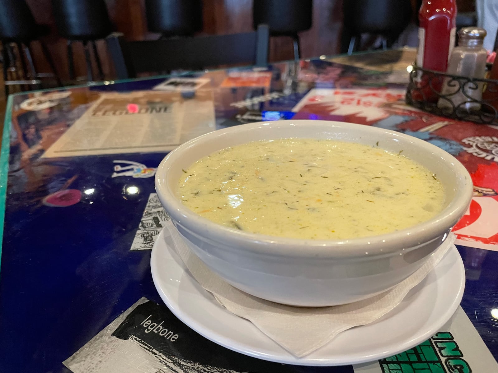 Blind Bob's, a family-owned tavern in Dayton’s Oregon District, has several unique appetizers and dishes customers can't get anywhere else. This includes pickle soup (pictured).