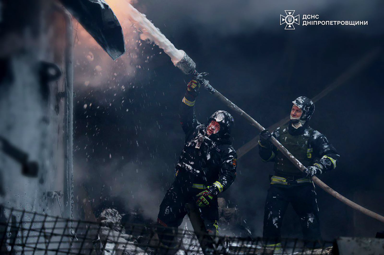 FILE - In this image provided by the Ukrainian Emergency Service, firefighters put out a fire following a Russian missile attack on the country's energy system in Dnipropetrovsk region, Ukraine, Dec. 25, 2024. (Ukrainian Emergency Service via AP, File)