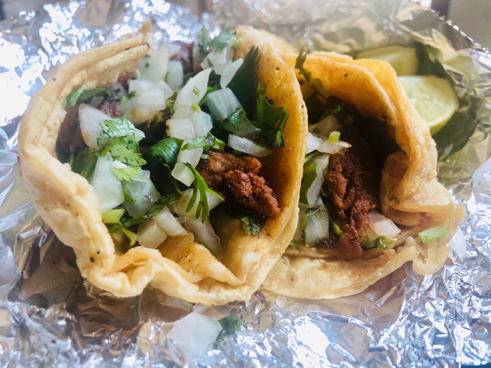 Tacos from Taqueria Mobil Garcia.