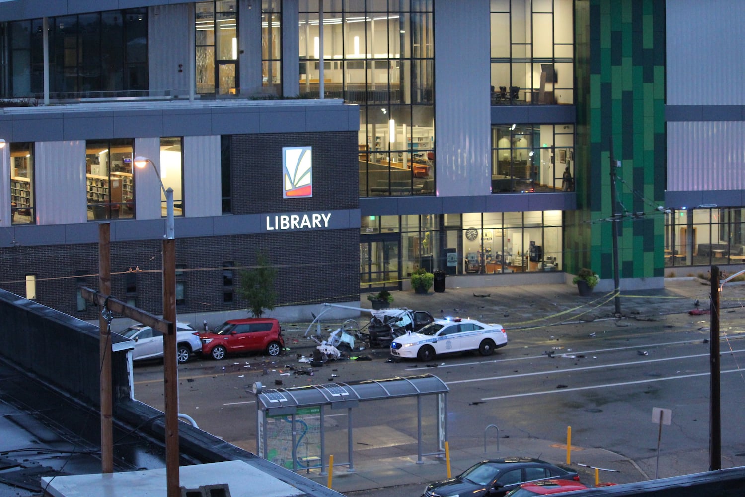 PHOTOS: Crash involving stolen police car near Main Library in Dayton