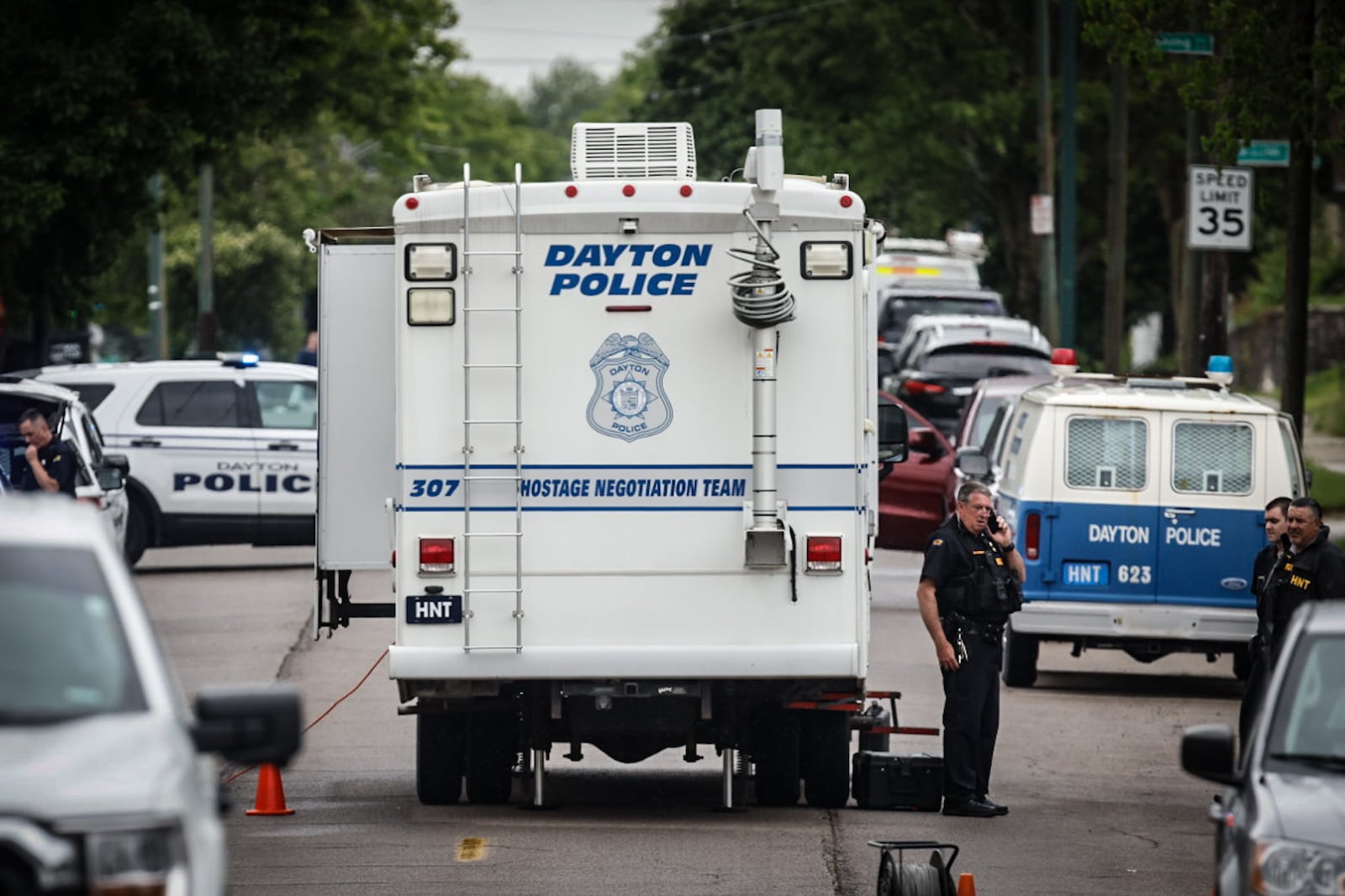 SWAT was called to a house on King Avenue in Dayton on Wednesday, May 15, 2024, for a man wanted by U.S. Marshal. JIM NOELKER\STAFF