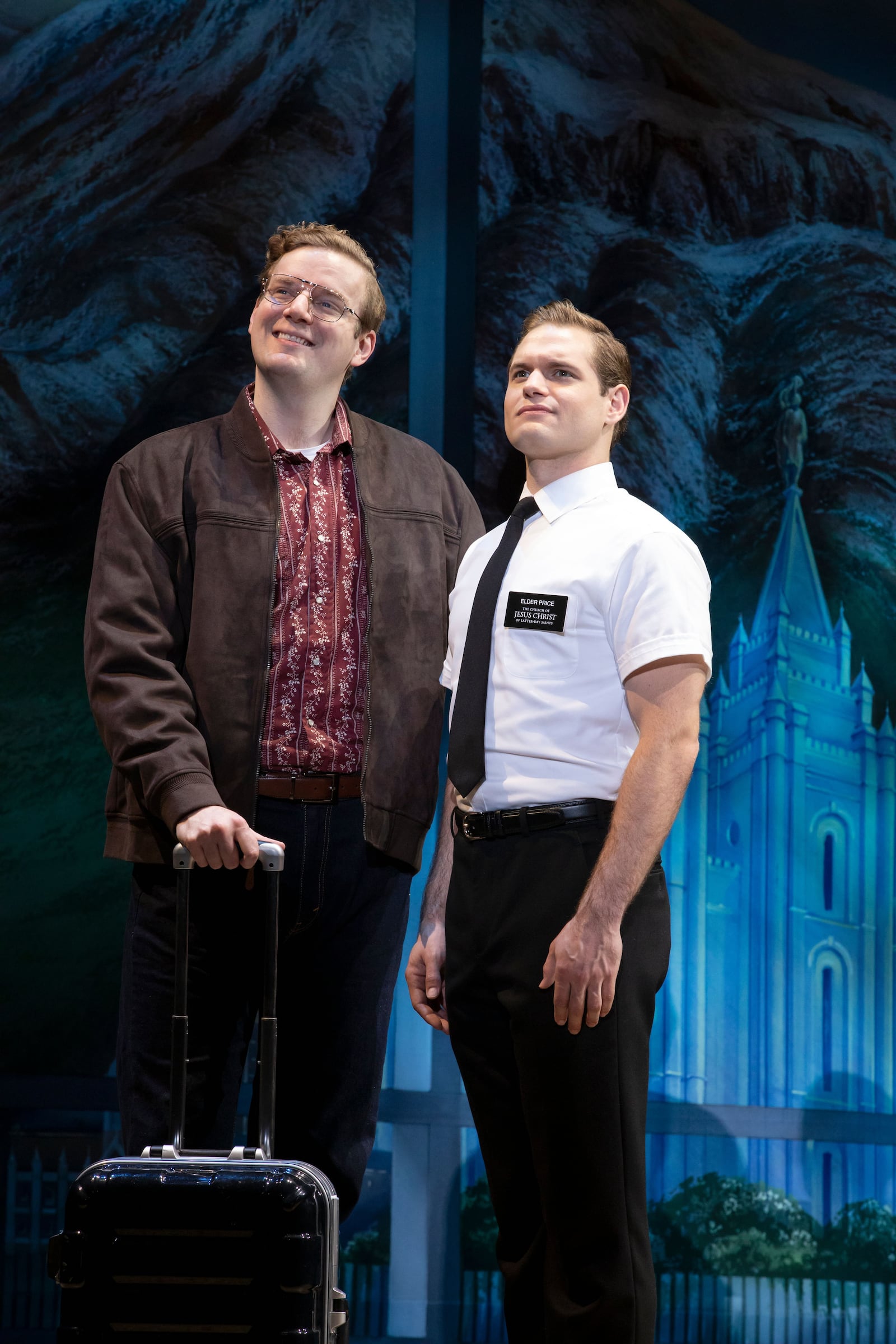 Trevor Dorner (left) and Sam McLellan in THE BOOK OF MORMON North American tour_Photo by Julieta Cervantes