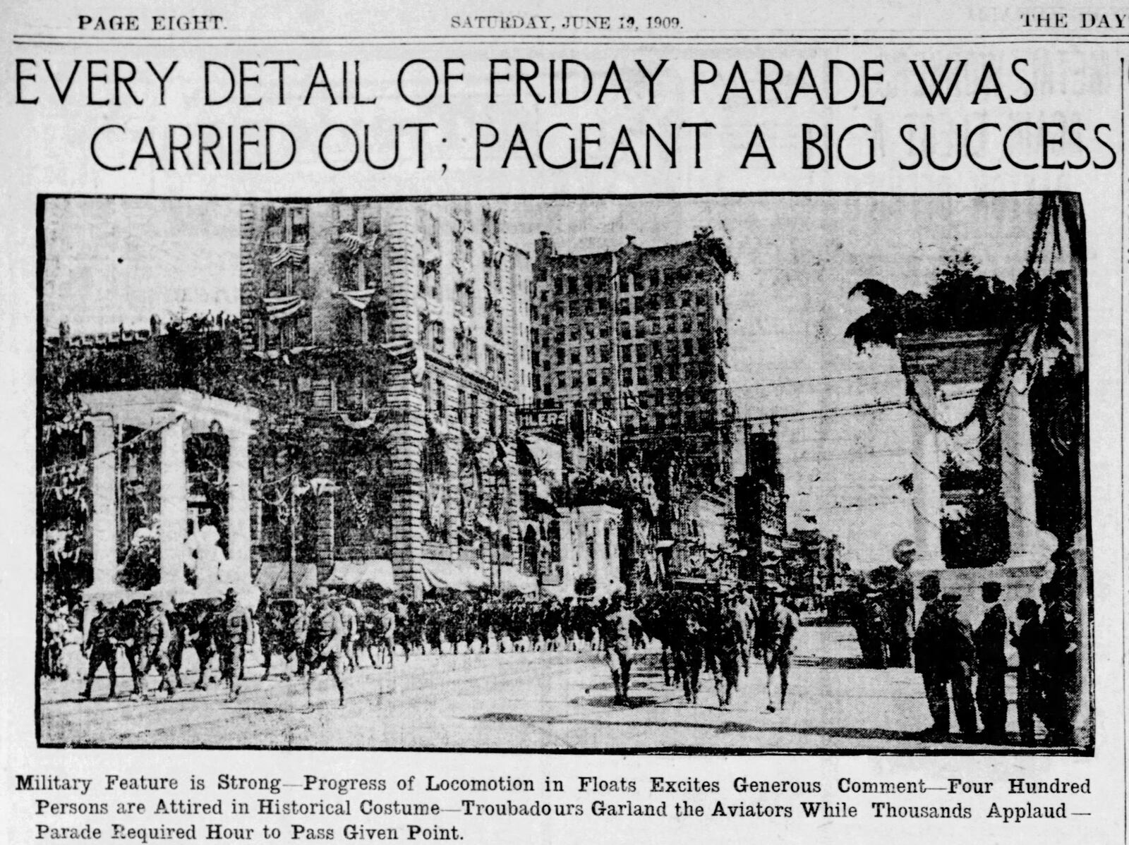 Coverage of the 1909 Wright Brothers celebrated return to Dayton from Europe from the pages of the Dayton Herald.