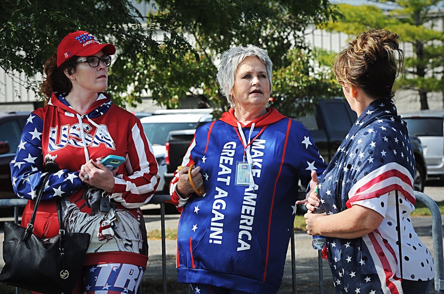 Trump supporters lineup outside near Dayton International Airport