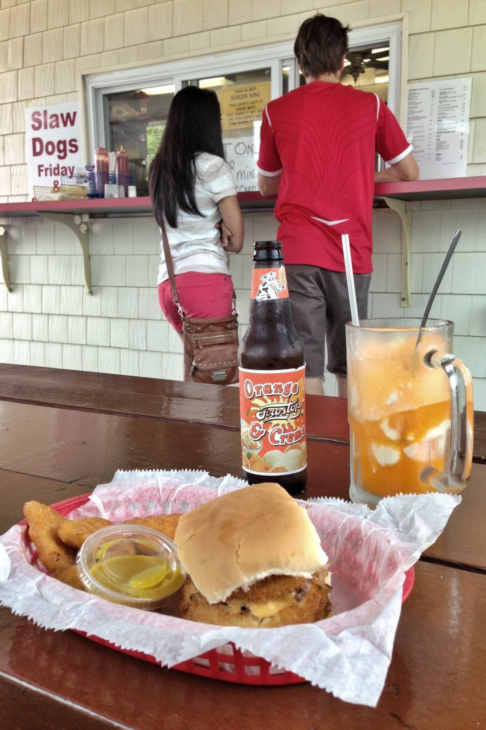 The Yuna Lee burger, Fried Mac & Cheese and Orange Creme Float at Voltzy’s Root Beer Stand in Moraine.