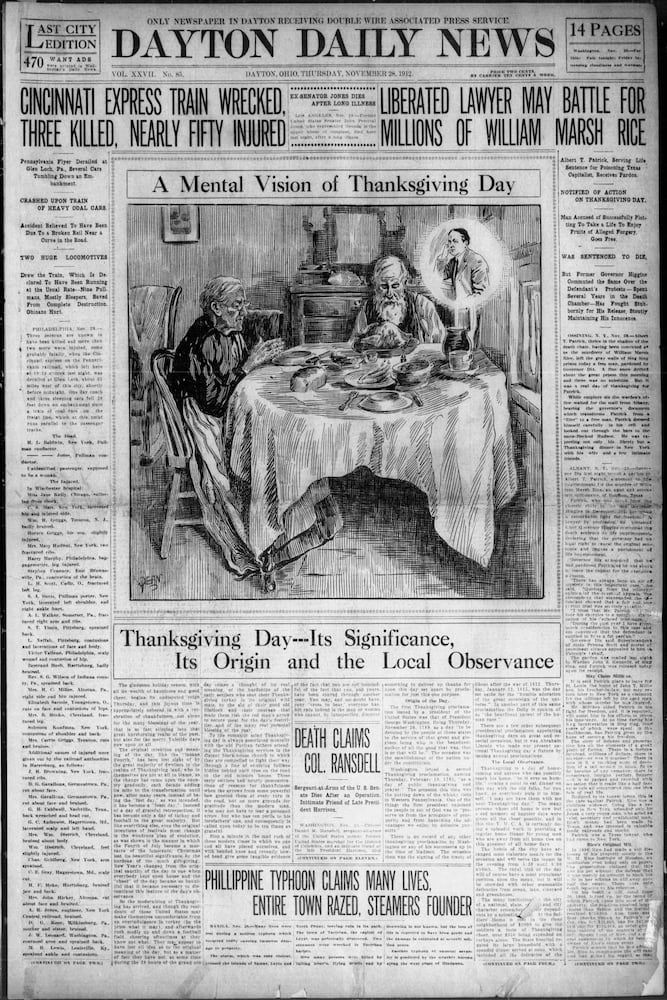 Thanksgiving Day front pages from the Dayton Daily News archives