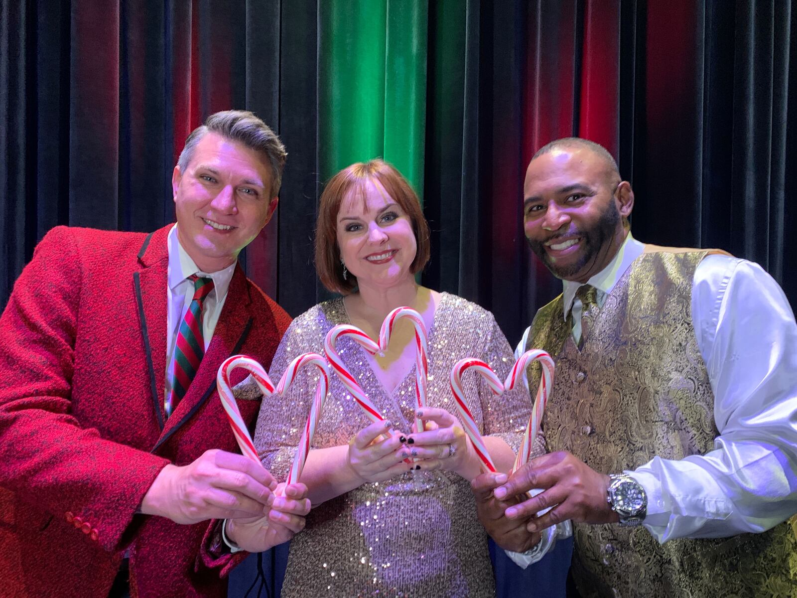 left to right: Philip Drennen, Gina Handy and Deron Bell of "Season's Greetings." CONTRIBUTED