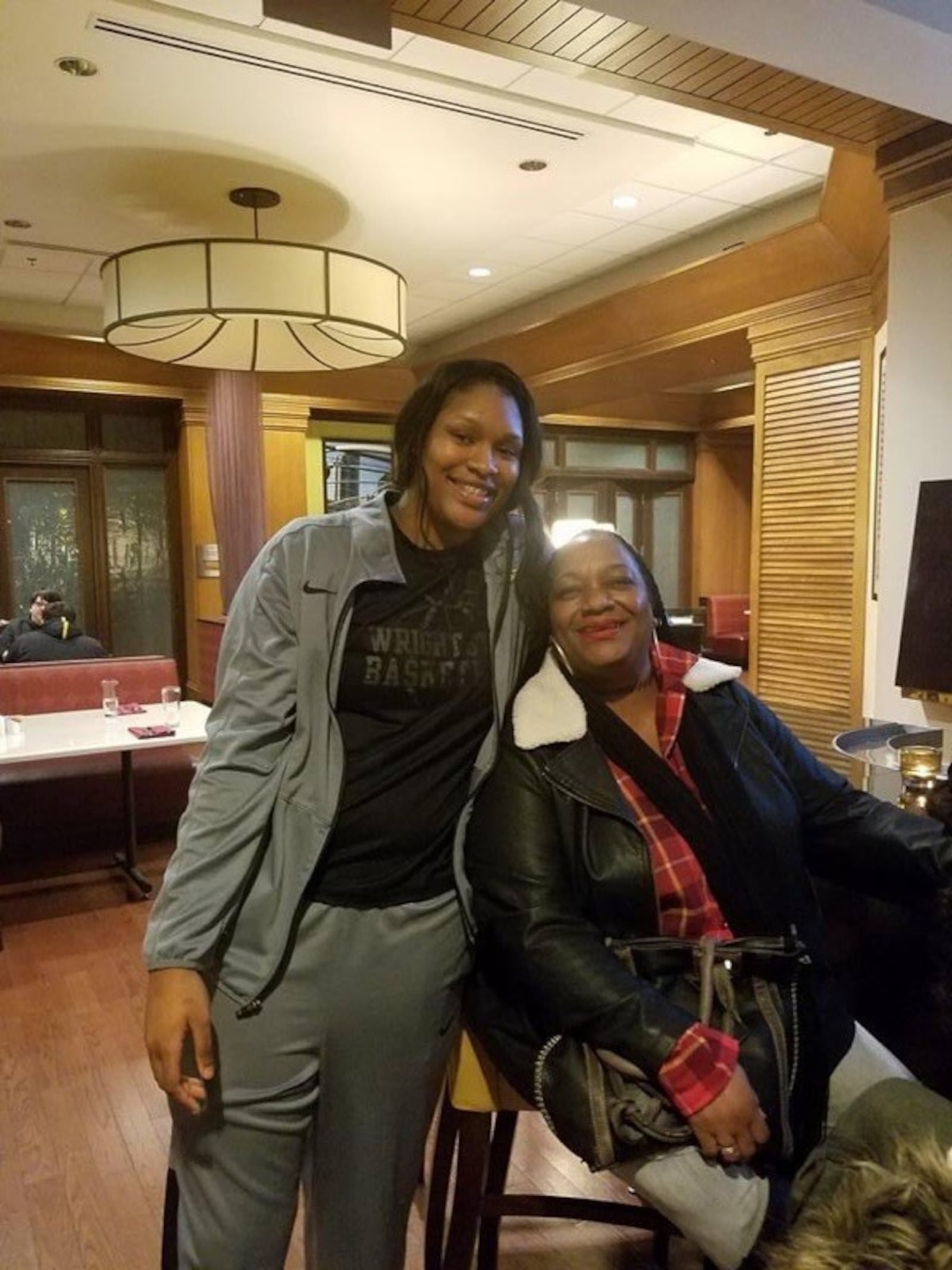 Wright State’s senior center Tyler Frierson (left) and her mother Andrea. CONTRIBUTED