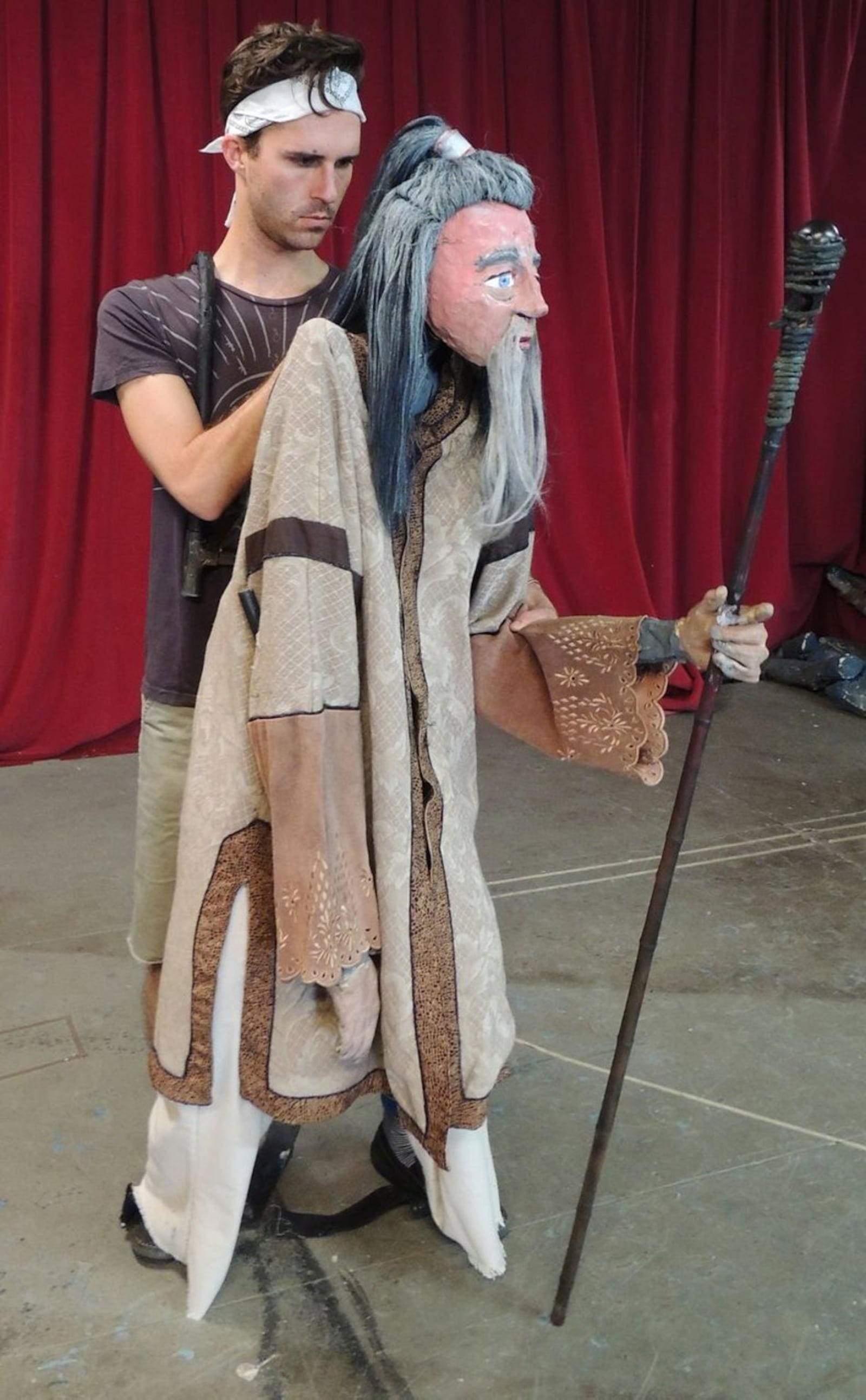 JJ Parkey with Prospero in rehearsals for Zoot Theatre Company’s production of “The Tempest” (Contributed photo)