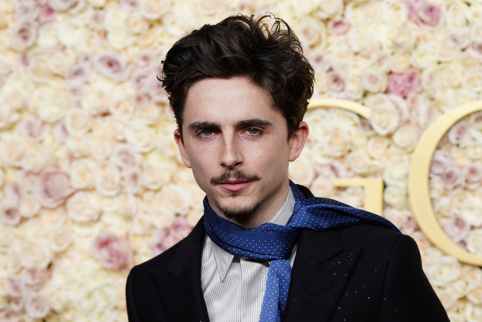 Timothee Chalamet arrives at the 82nd Golden Globes on Sunday, Jan. 5, 2025, at the Beverly Hilton in Beverly Hills, Calif. (Photo by Jordan Strauss/Invision/AP)