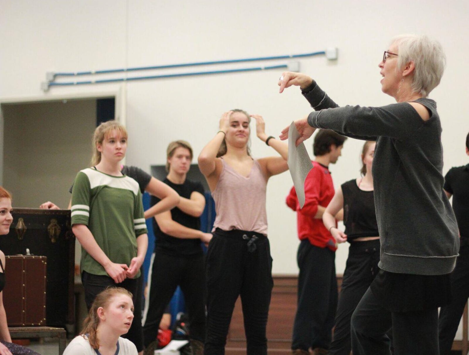 Choreographer Teressa McWilliams rehearses with Wright State dance students. CONTRIBUTED