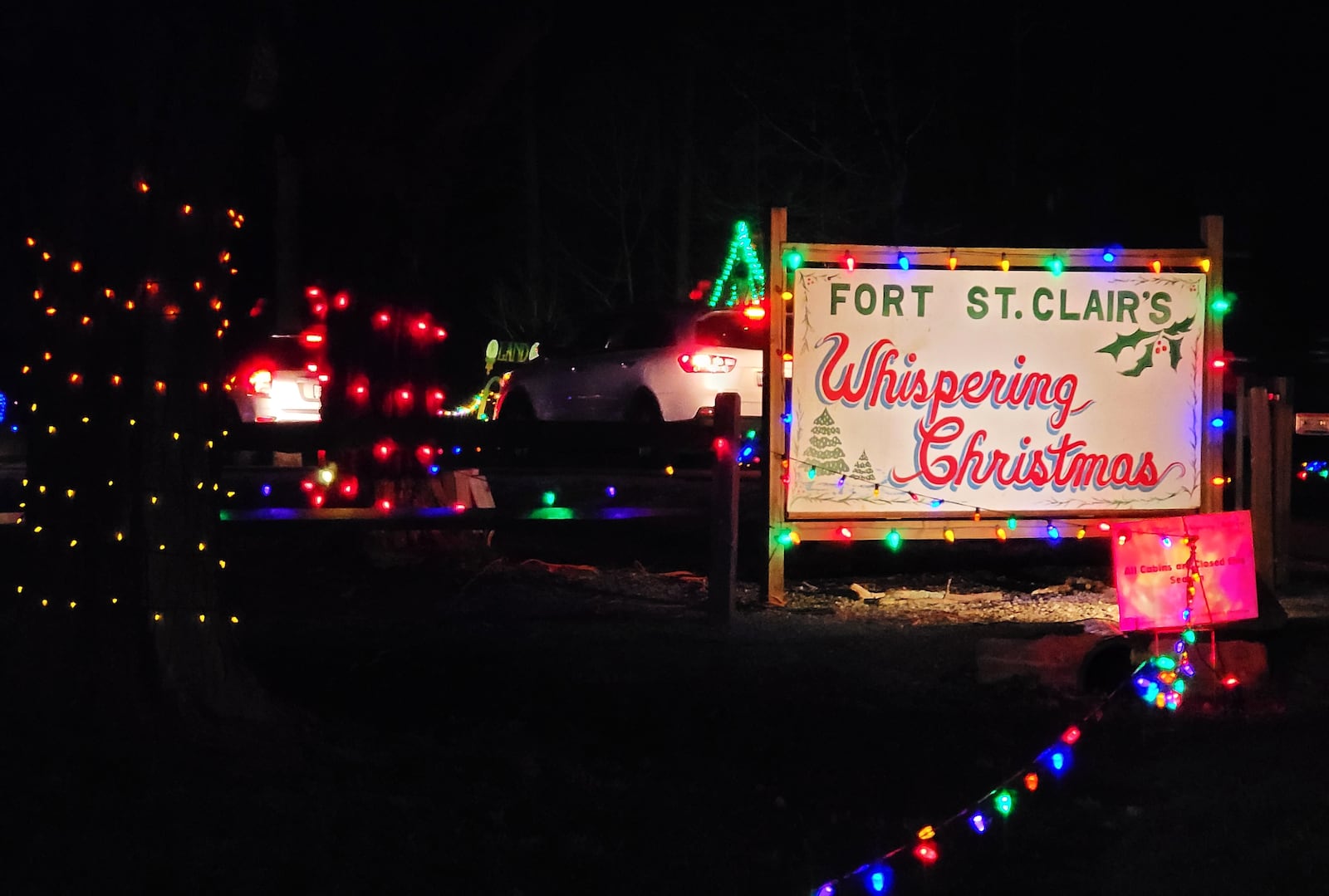 Fort St. Clair Whispering Christmas drive-thru holiday light display is open 6-9:30 p.m. nightly through December 31. Fort St. Clair Park is located at 135 Camden Road in Eaton in Preble County. NICK GRAHAM / STAFF