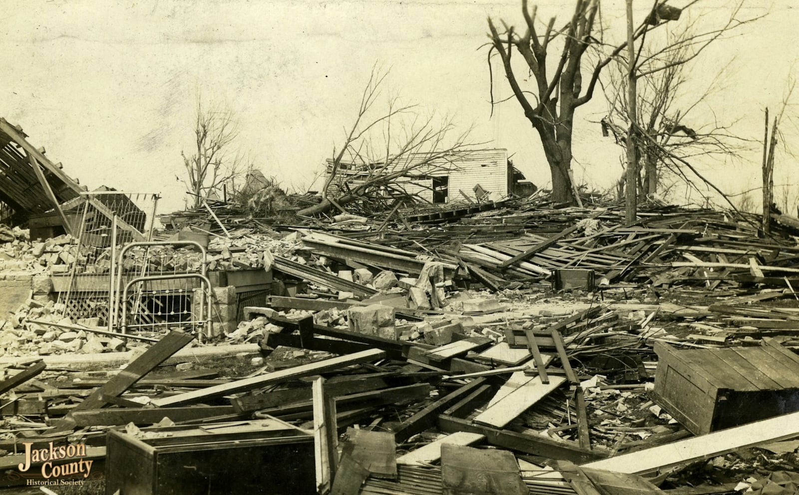 This photo provided by the Jackson County (Ill.) Historical Society shows the northeast section of Murphysboro, Ill., after a tornado tore through Indiana, Illinois, and Missouri in March 1925. (Jackson County (Ill.) Historical Society via AP)