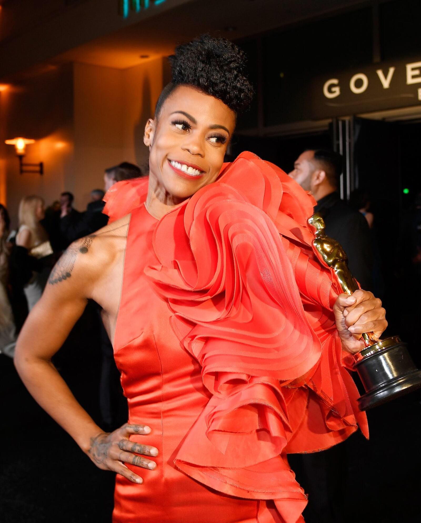 Hannah Beachler, winner of the Production Design Oscar for “Black Panther,” attends the 91st Annual Academy Awards Governors Ball at Hollywood and Highland on Feb. 24, 2019, in Hollywood. (Photo by Kevork Djansezian/Getty Images)